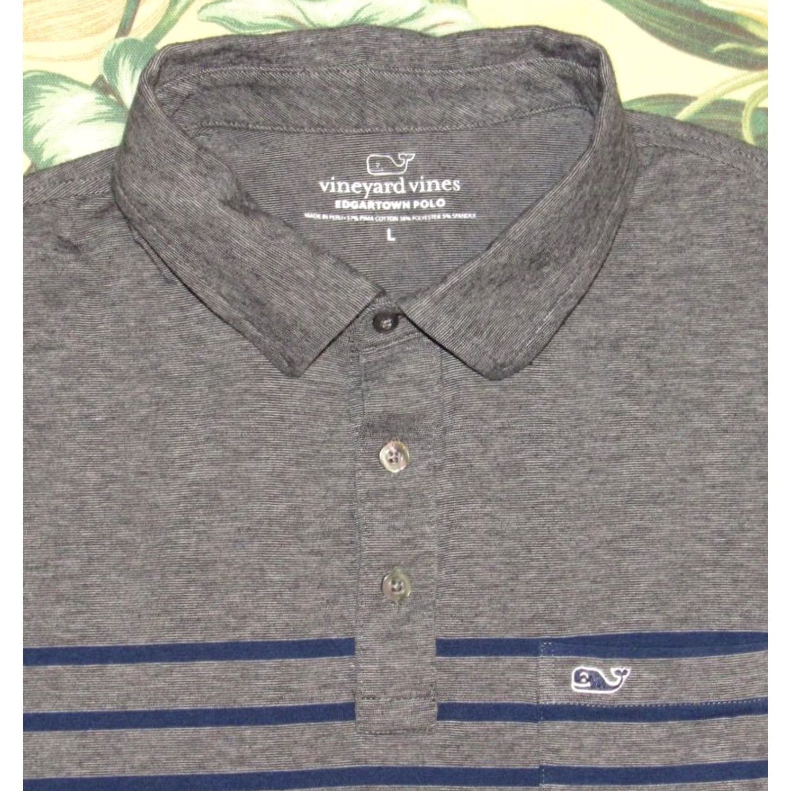 Vineyard Vines VINEYARD VINES Grey Striped Edgartown Short Sleeve Polo Shirt Large L Mens Size US L / EU 52-54 / 3 - 2 Thumbnail