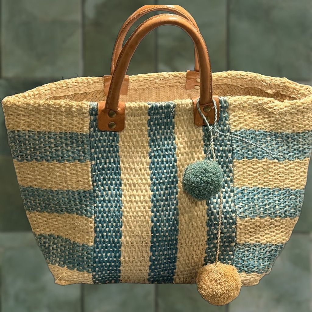 Vintage VINTAGE Mar Y Sol Beach Tote Bag Raffia Tote Aqua Beige Straw Beach Pool Bag Tote Womens Size ONE SIZE - 1 Thumbnail