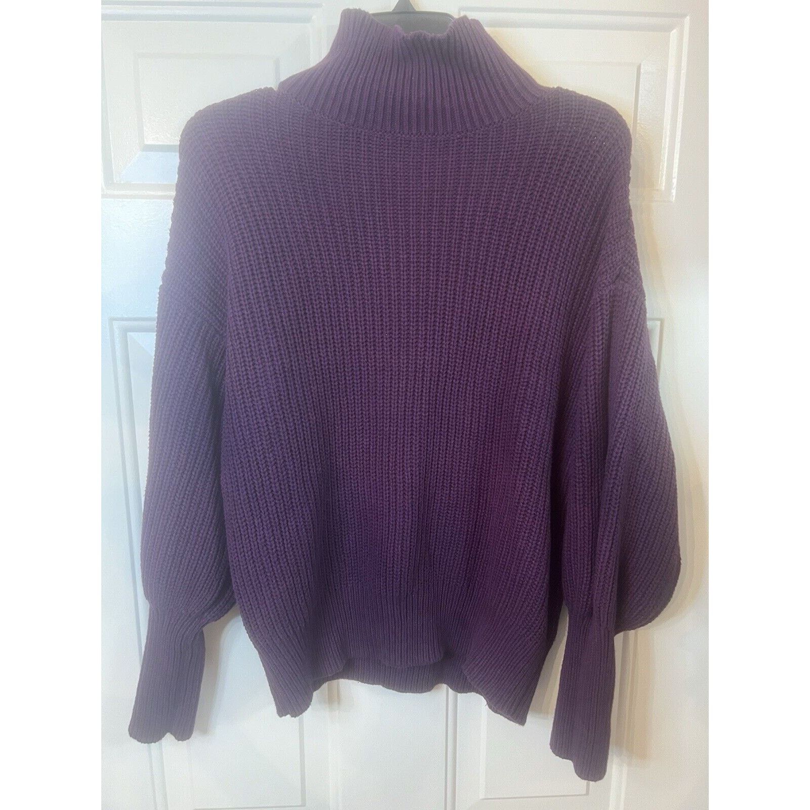 Express Express Women’s Cozy Mock Neck Sweater Purple Size Large Size L / US 10 / IT 46 - 1 Thumbnail