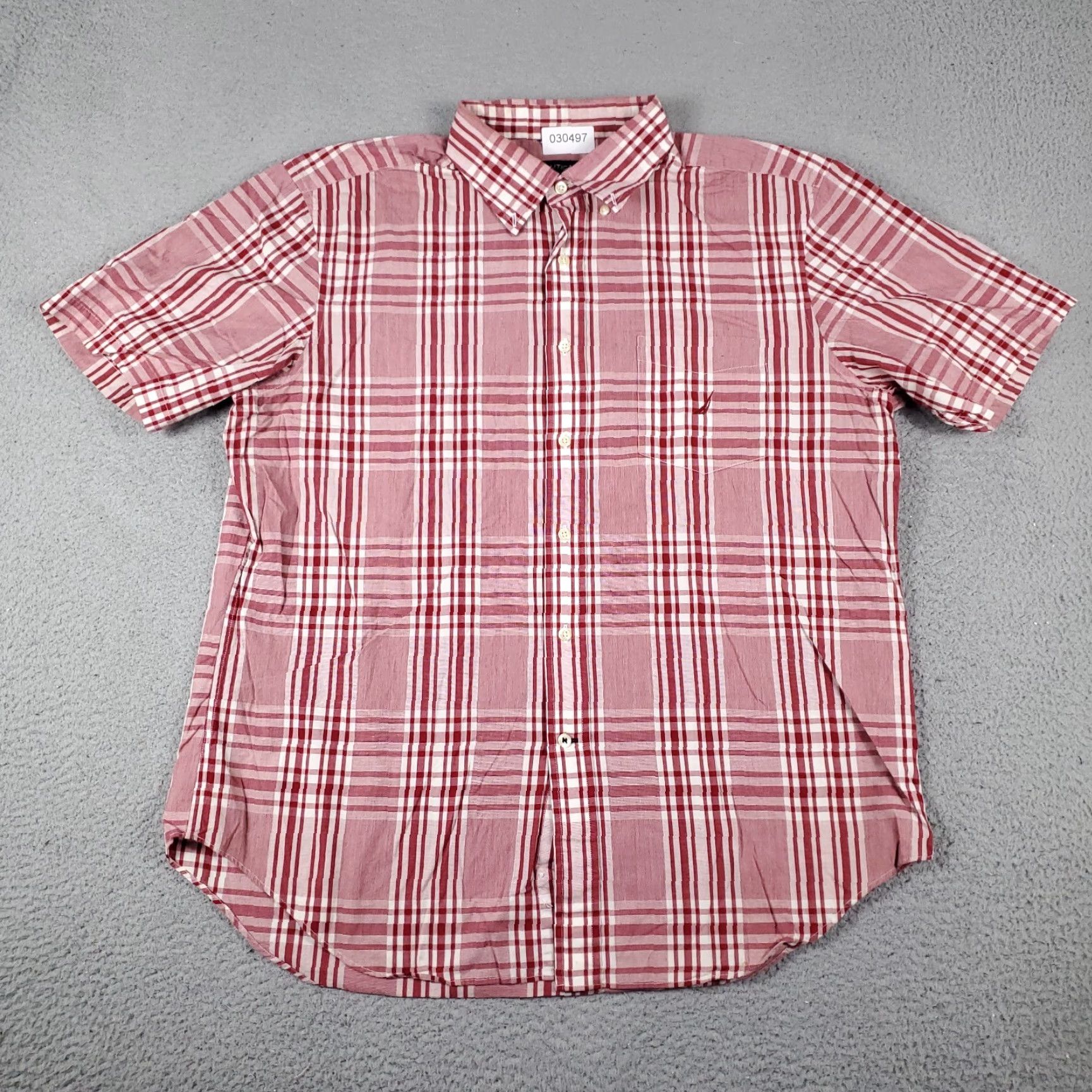 Nautica Nautica Plaid Button-Up Shirt Mens XL Short Sleeve Red Casual Modern Size US XL / EU 56 / 4 - 3 Thumbnail