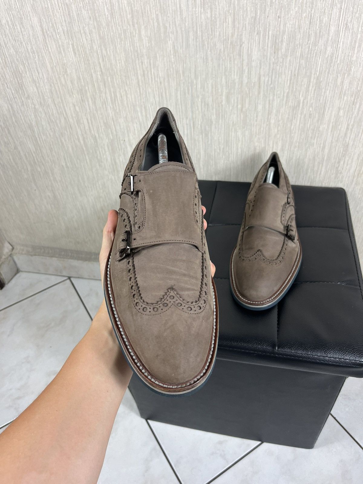 Canali × Designer Canali Italy monk strap leather shoes classic suede loafers Size US 12 / EU 45 - 4 Thumbnail
