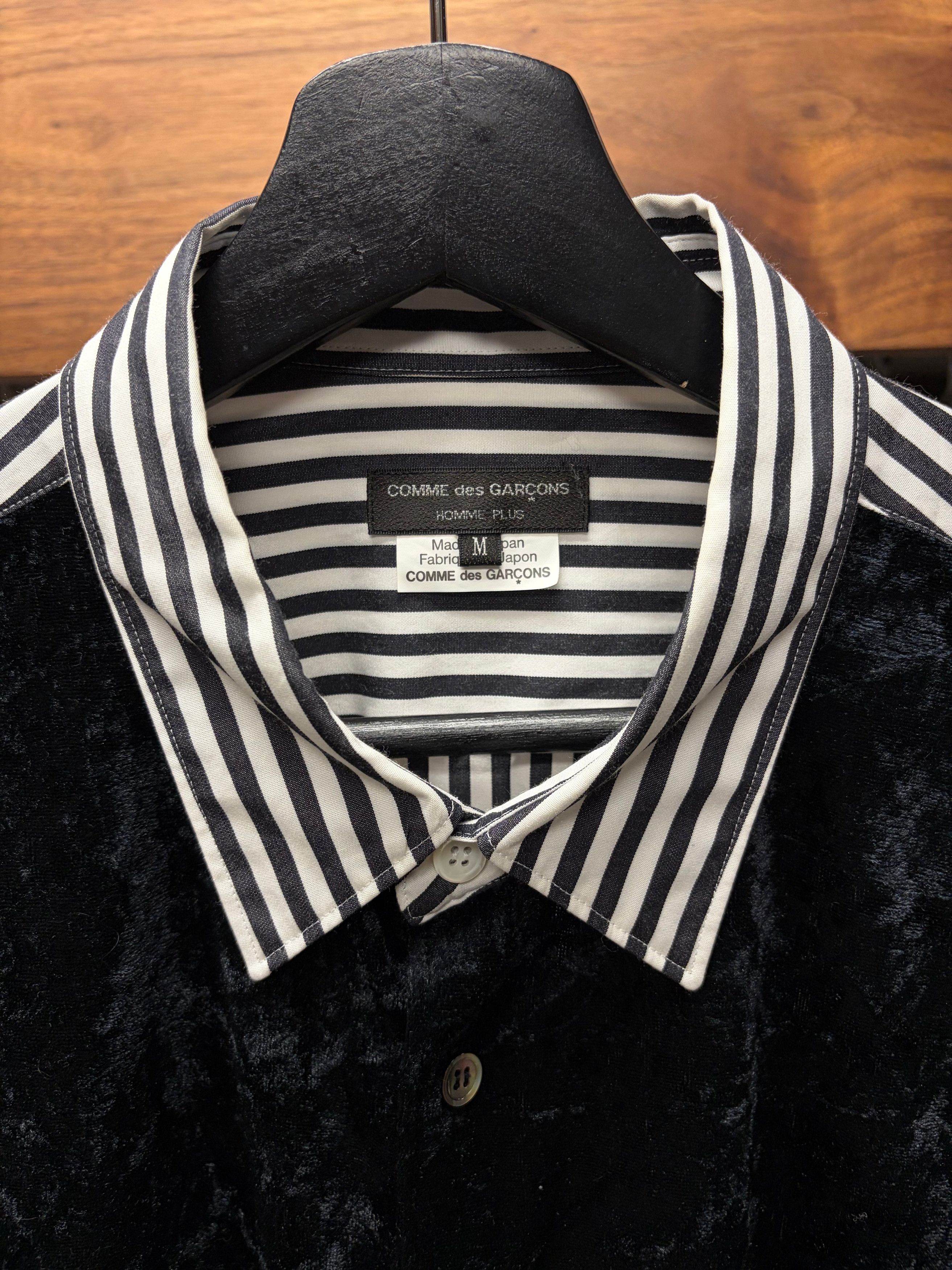 Comme des Garcons 2019 Comme Des Garçons Homme Plus Pinstripe/Velour Button Up Shirt Size US M / EU 48-50 / 2 - 3 Thumbnail