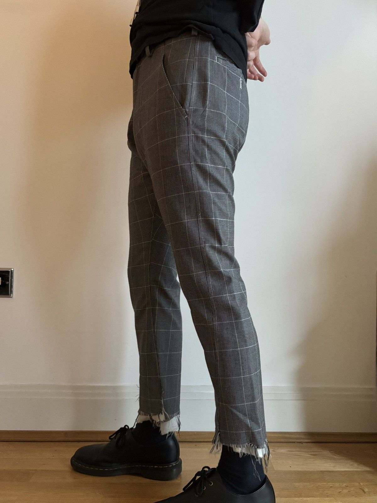 Sulvam Houndstooth AW22 Frayed Trousers Size US 30 / EU 46 - 4 Thumbnail