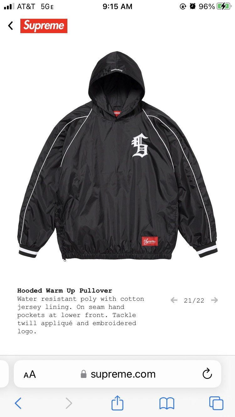 Image of Supreme Hooded Warm Up Pullover in Black, Men's (Size 2XL)