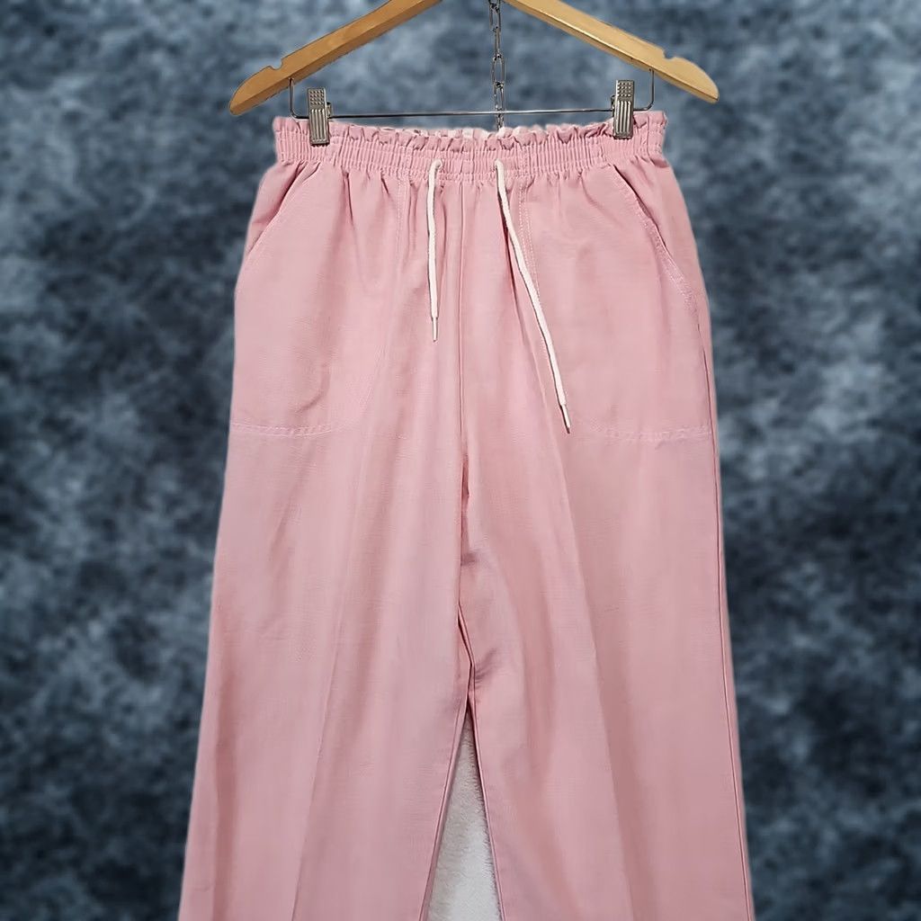 Pinko VINTAGE Cape Cod Pink Elastic Waist Comfort Beach Retro Pants Womens 10 Straight Leg High Rise Cotton Blend Size 32" / US 10 / IT 46 - 1 Thumbnail
