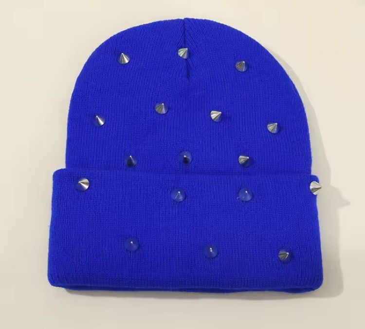 Japanese Brand Punk Rivet Beanie Hat Size ONE SIZE - 3 Thumbnail
