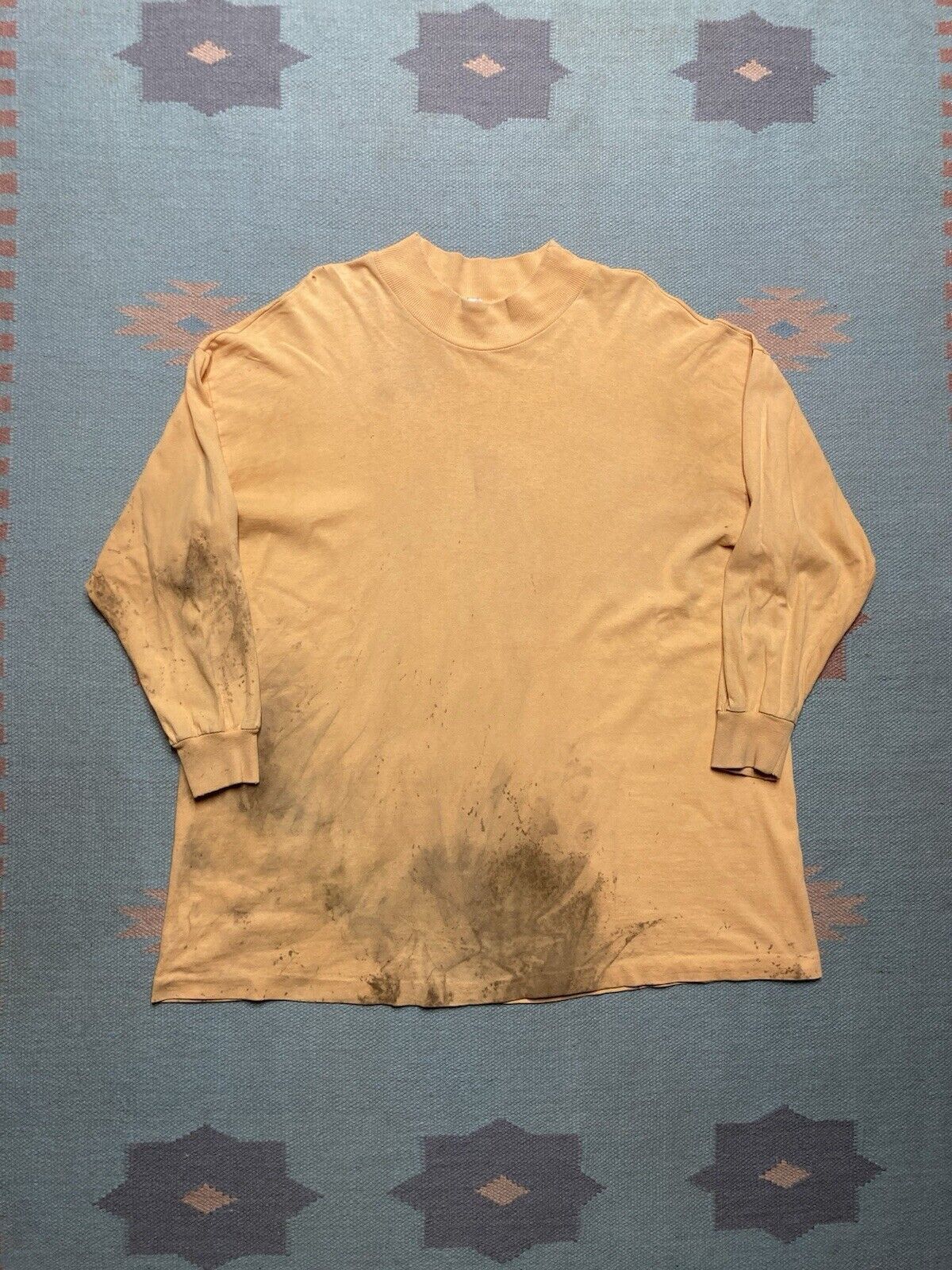 Vintage VTG 60s t shirt mock neck cotton soft distressed stained XL Size US XL / EU 56 / 4 - 1 Thumbnail