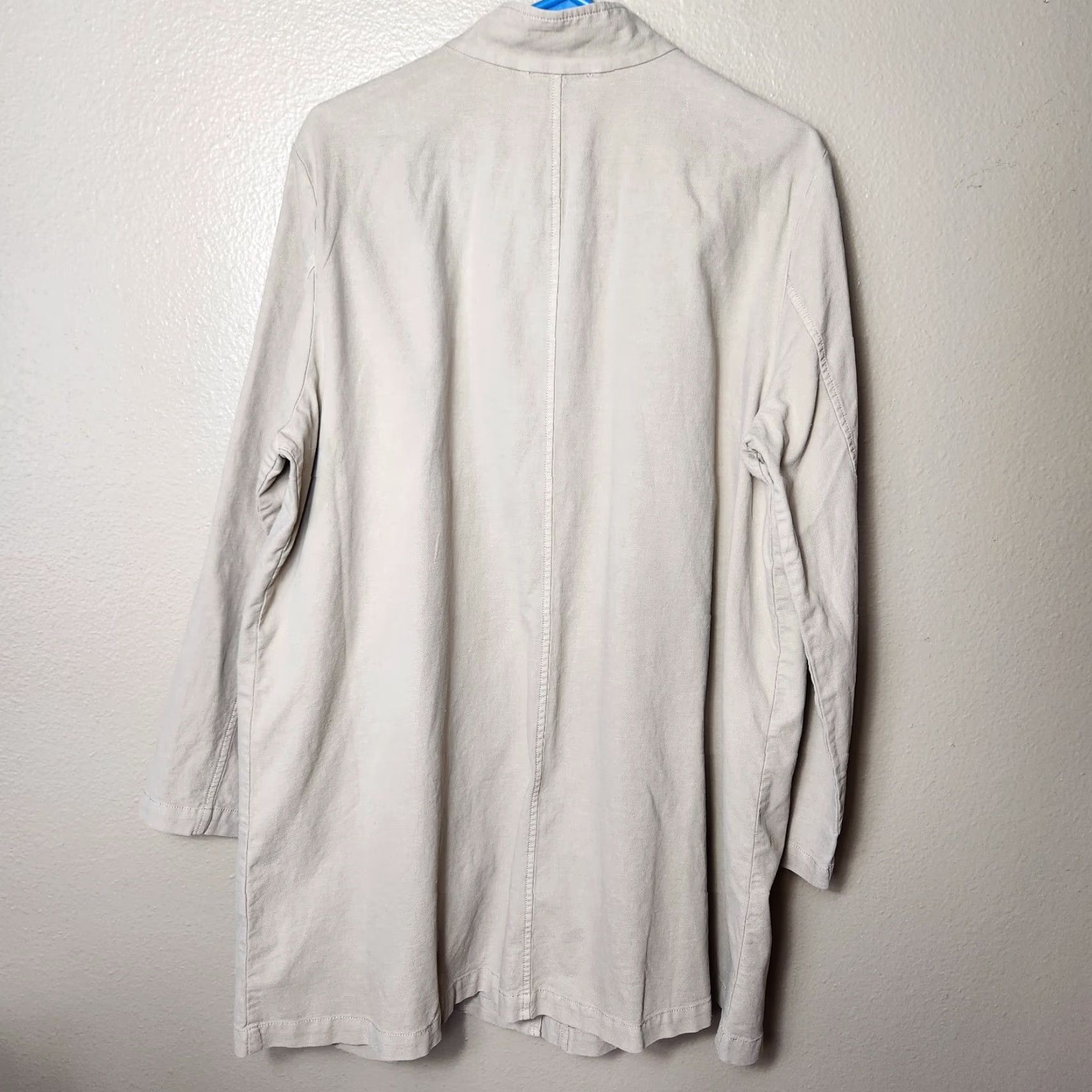 Eileen Fisher VINTAGE Eileen Fisher Jacket Shirt Womens XL Beige Organic Cotton Hemp Stand Collar Unlined Pockets (Note: All original words used; count within 200) Size XL / US 12-14 / IT 48-50 - 4 Thumbnail