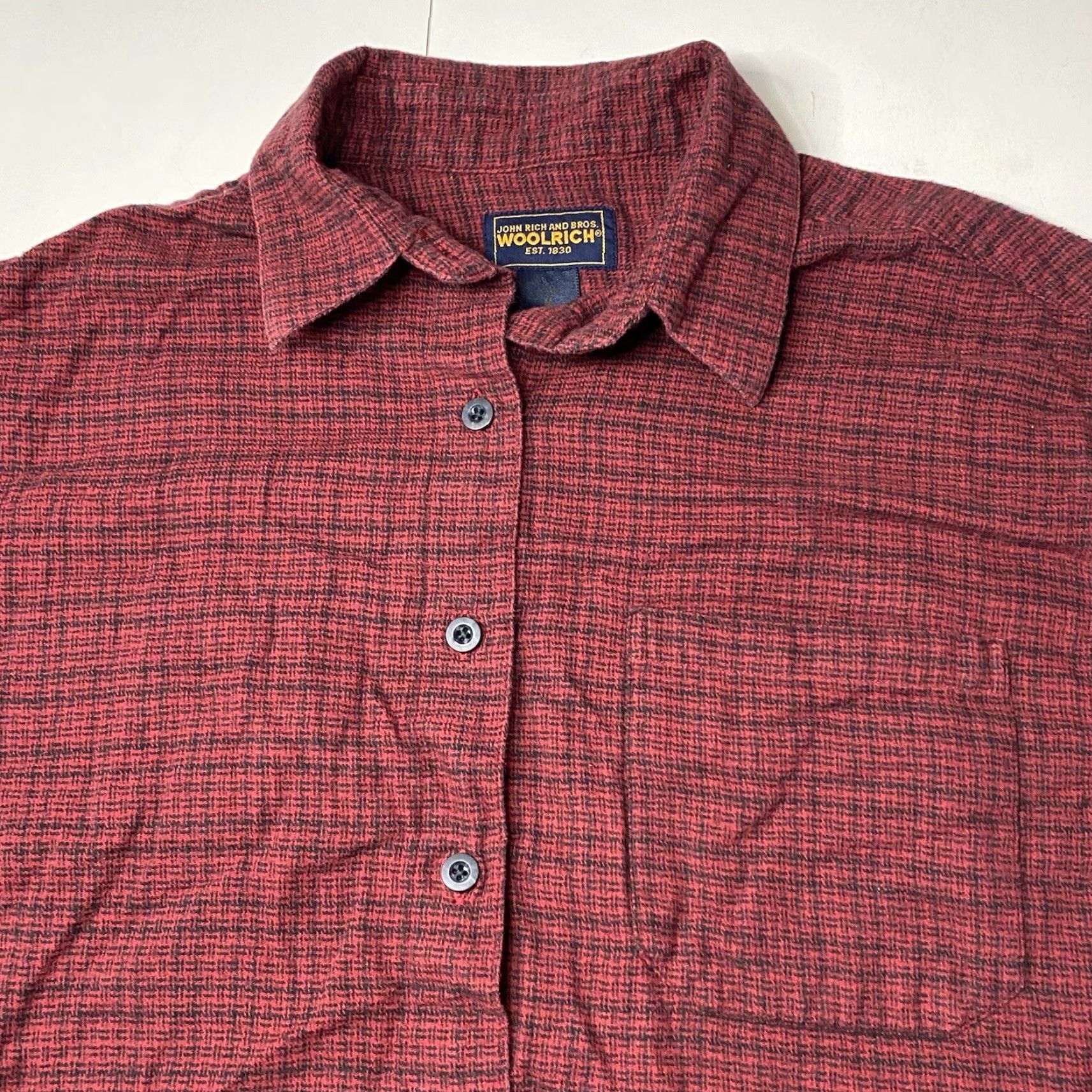 Vintage VTG Woolrich John Rich and Bros Button-Up Shirt Mens M Plaid Red Woolrich Wool 100% Cotton Flannel Button-Down Classic Fall Winter All Seasons Pockets Size US M / EU 48-50 / 2 - 6 Thumbnail