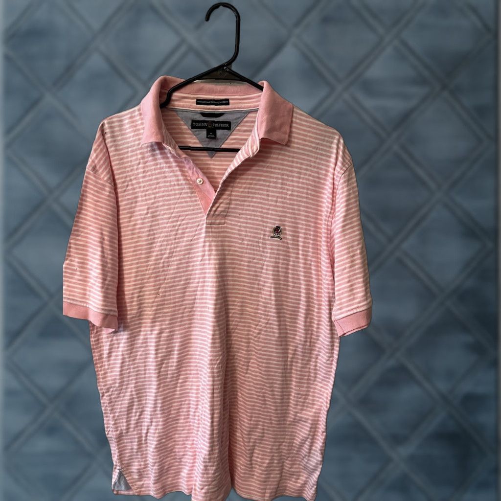 Tommy Hilfiger Tommy Hilfiger Shirt Mens Medium Pink Striped Mercerized Luxury Cotton Polo Golf Size US M / EU 48-50 / 2 - 1 Thumbnail