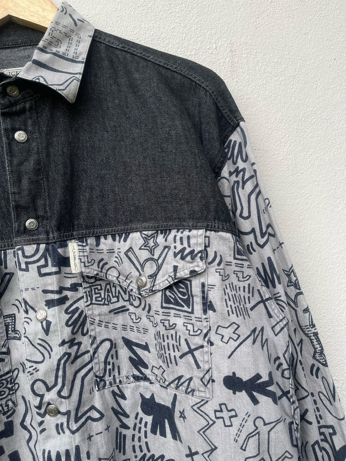 Iceberg × Keith Haring × Vintage 90s Iceberg Keith Haring Fullprint Button Shirt Size US M / EU 48-50 / 2 - 9 Thumbnail