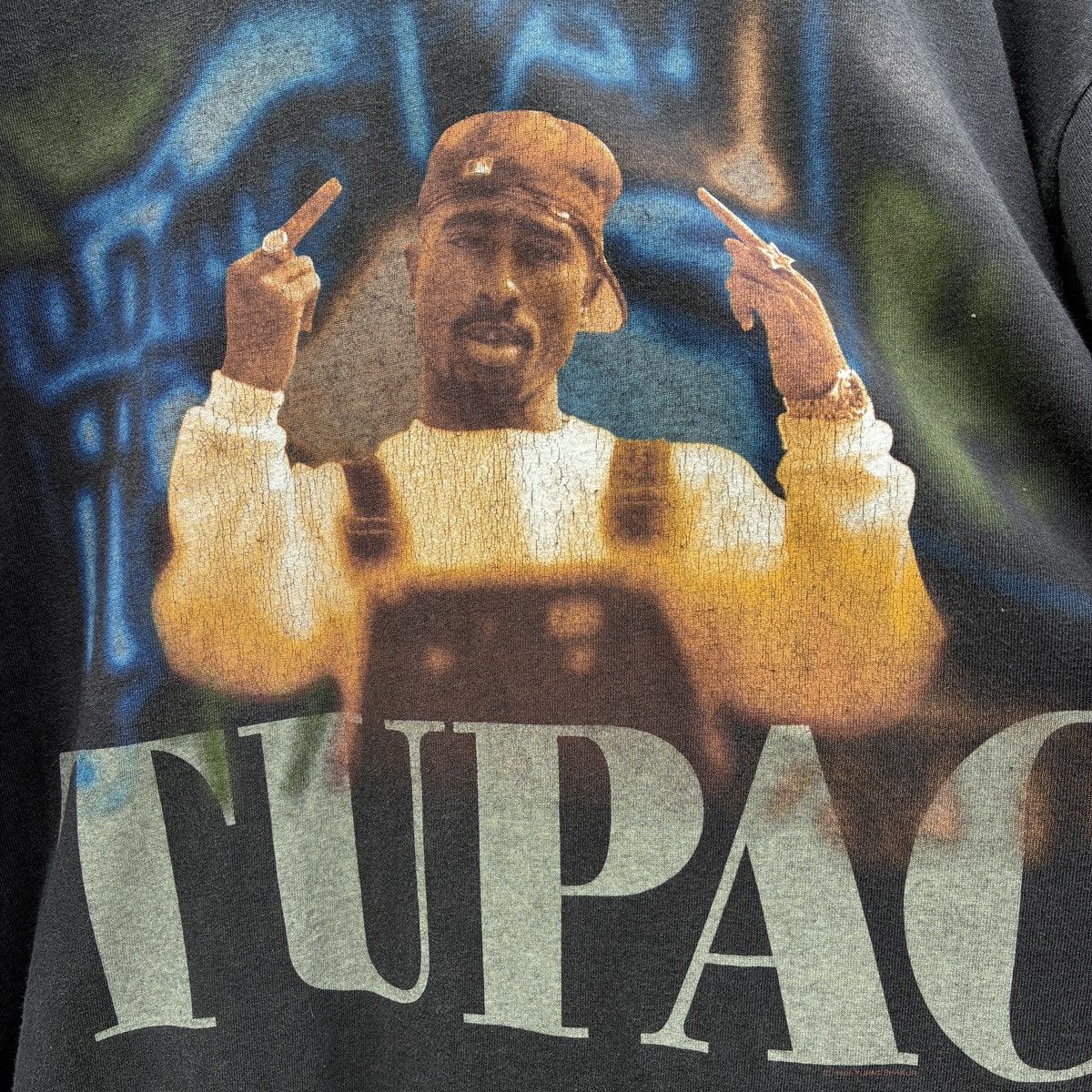 Rap Tees Vintage 1999 Tupac Middle Finger Sharkur Rap Tee Size US XL / EU 56 / 4 - 4 Thumbnail