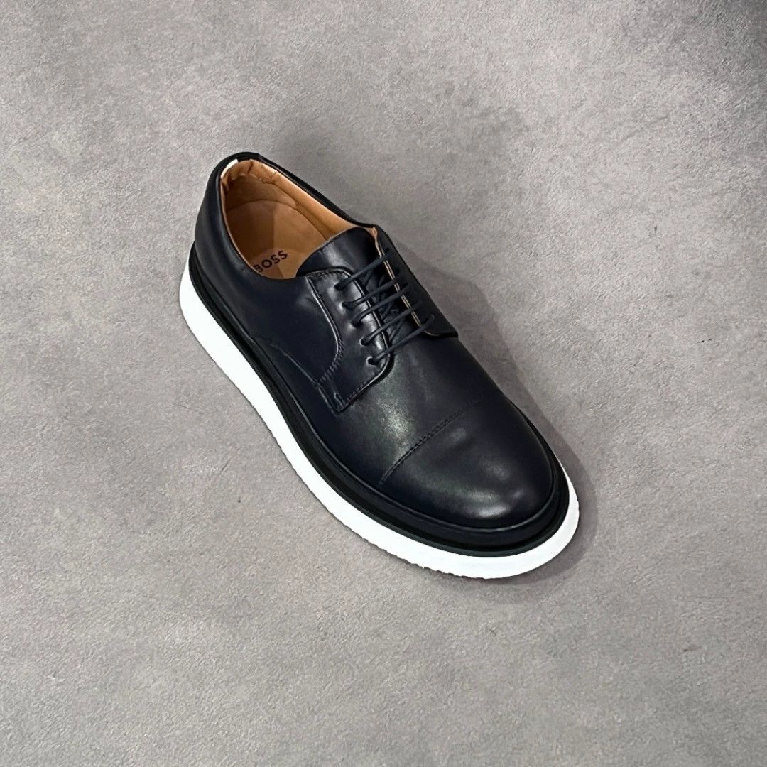 Hugo Boss HUGO BOSS Navy Calf Leather Lace-up Sneakers 39-42 Size US 7 / EU 40 - 7 Thumbnail