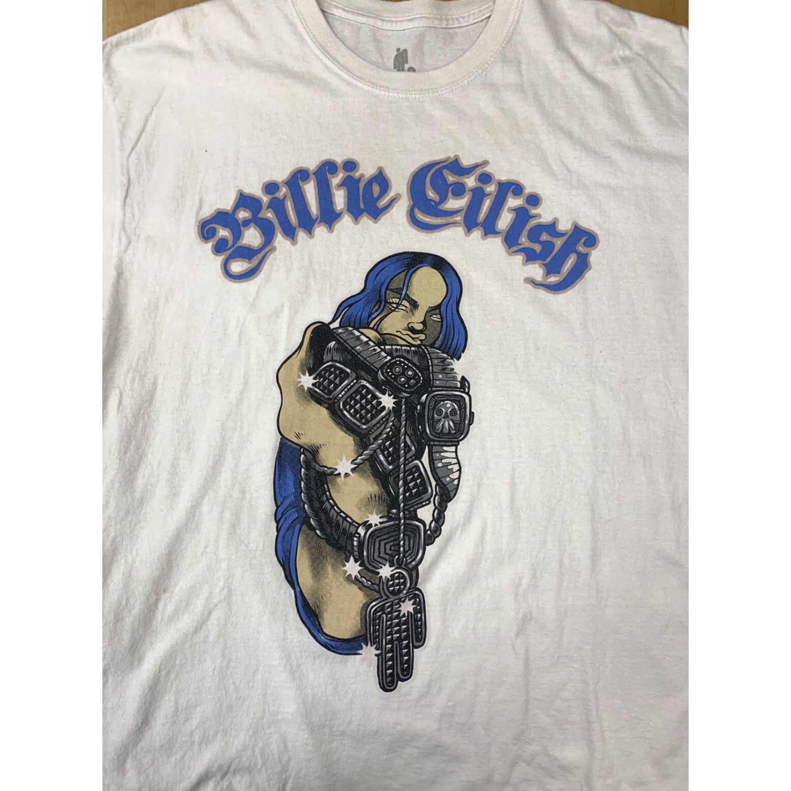 Vintage Billie Elish T-Shirt XL White Crew Neck Short Sleeve Men Regular Band Festival Pop Bling Graphic #1003 Size US XL / EU 56 / 4 - 4 Thumbnail