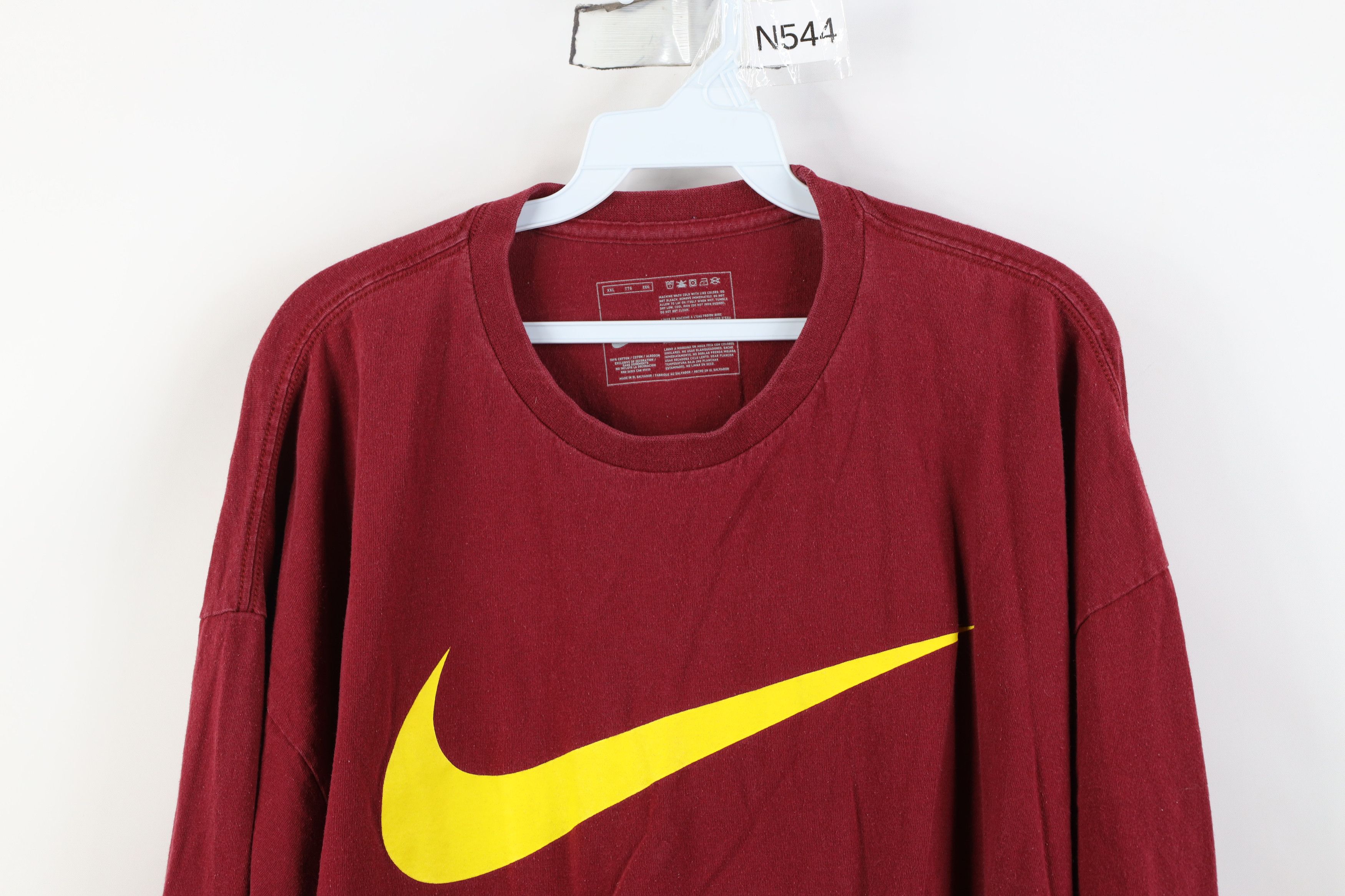 Nike Vintage Y2K Nike Center Big Swoosh Long Sleeve T-Shirt Red Size US XXL / EU 58 / 5 - 2 Thumbnail