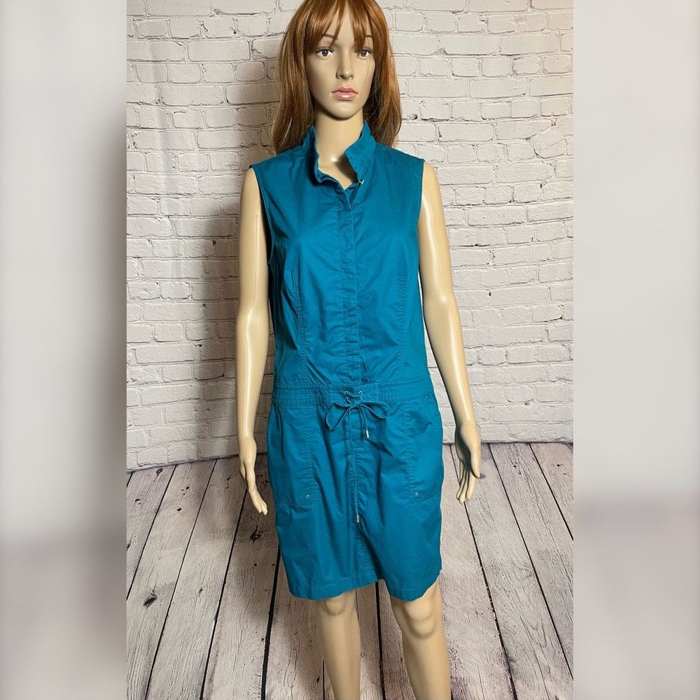 Calvin Klein Calvin Klein Cotton Drawstring Sleeveless Turquoise Mini Dr Size L / US 10 / IT 46 - 1 Thumbnail