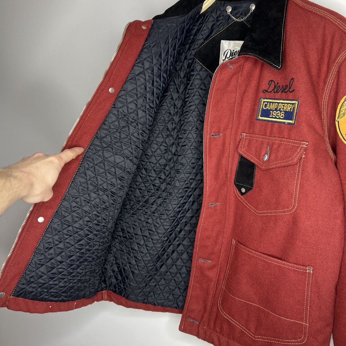 Diesel × Vintage Vintage Diesel Wool Jacket Coat Rare 90s Red Size US M / EU 48-50 / 2 - 8 Thumbnail