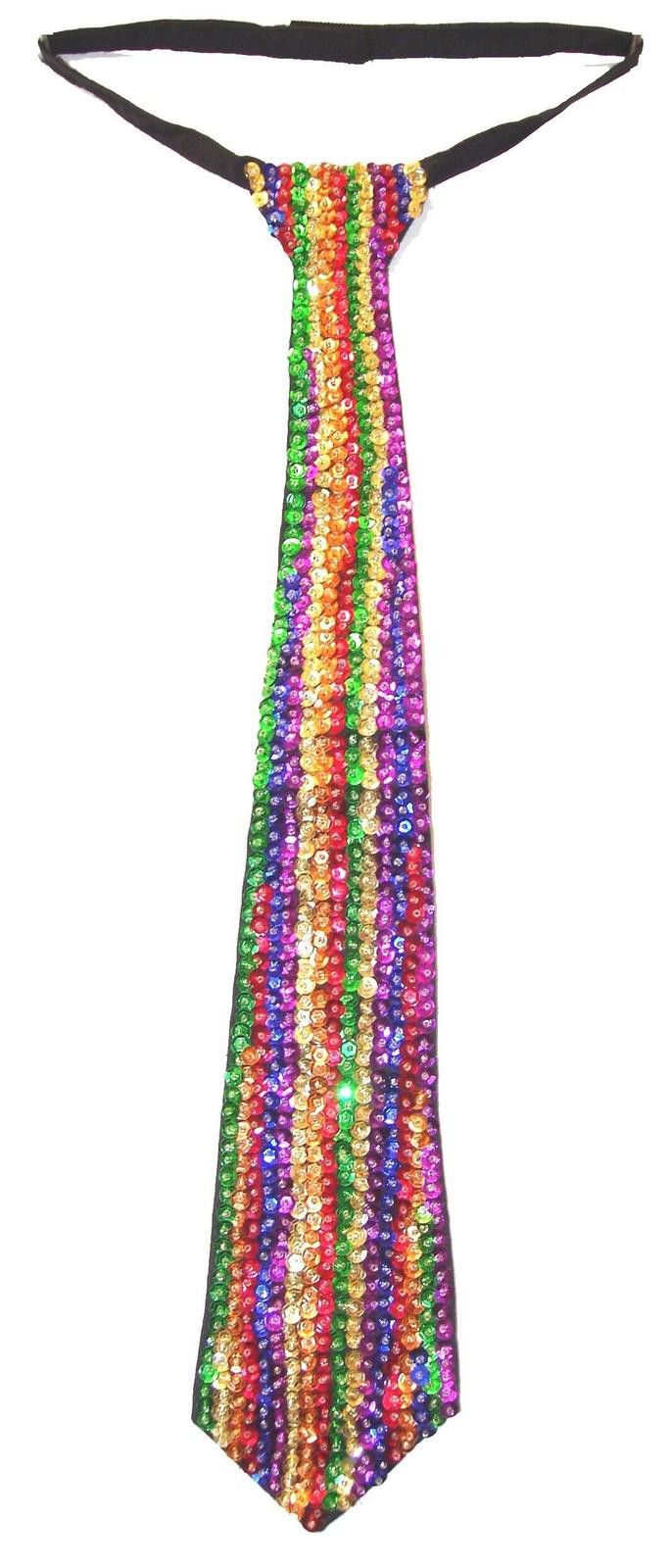 Designer Sequin Neck Tie RAINBOW Adult Unisex Size ONE SIZE - 1 Preview