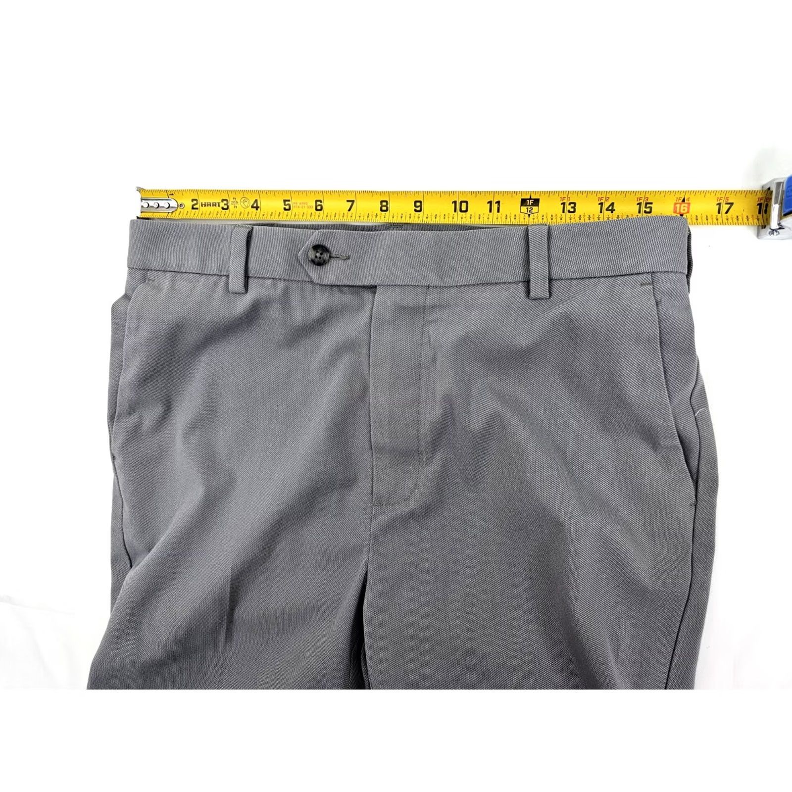 Roundtree & Yorke Roundtree & Yorke Travel Smart Cotton Flat Front Pants Men 32x32 Gray Slim Straight Front Flat уча Size US 32 / EU 48 - 5 Thumbnail