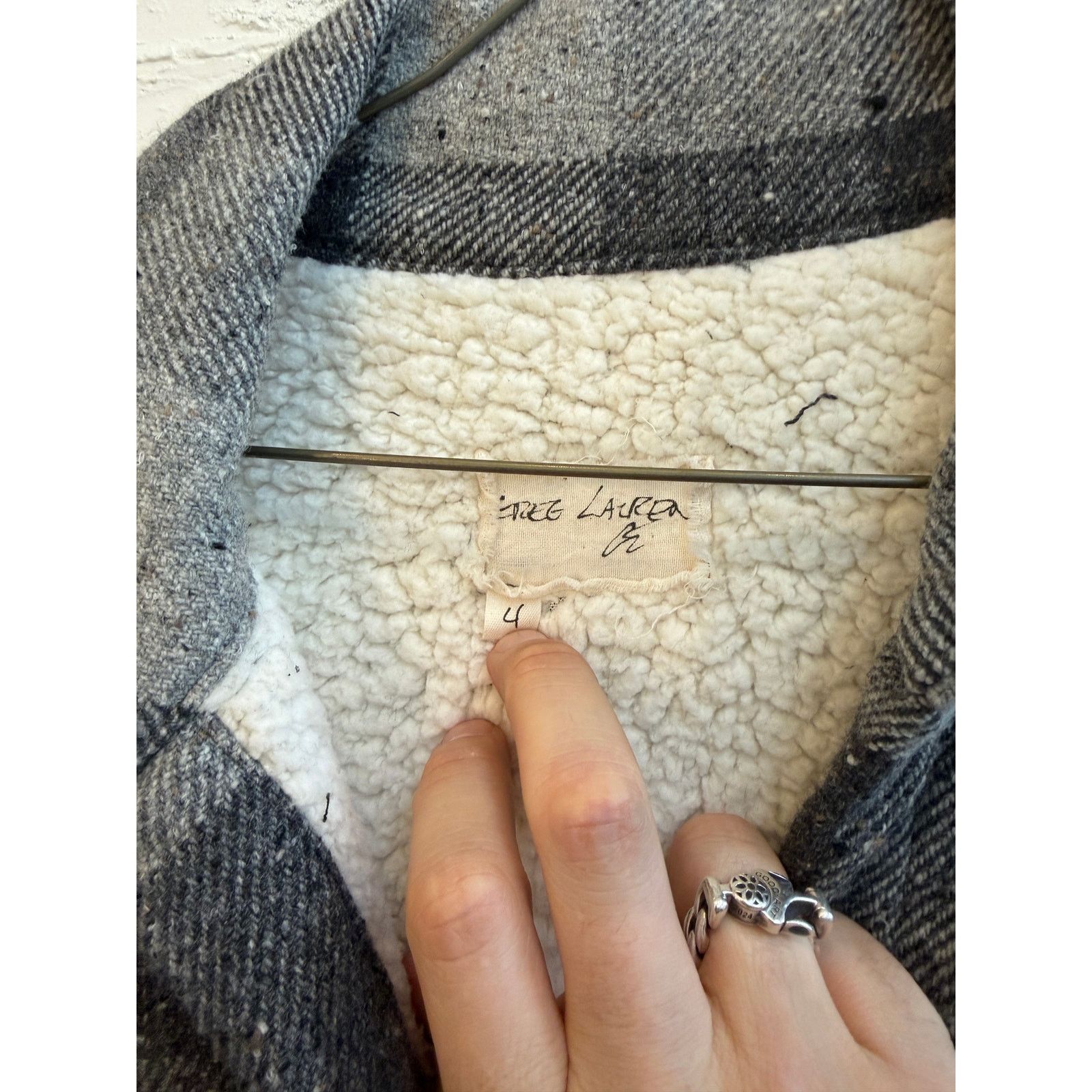 Greg Lauren Greg Lauren SAMPLE Grey Wool Sherpa Lined Boxy Jacket Size US XL / EU 56 / 4 - 2 Thumbnail