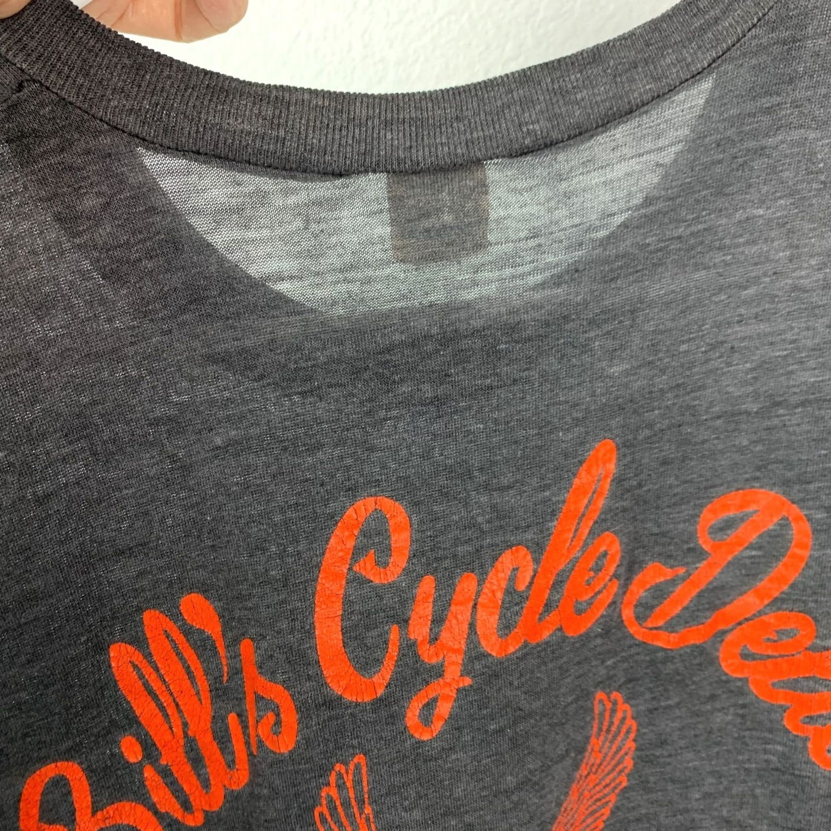 Harley Davidson Vtg 70s Harley-Davidson Bill's Cycle Delics Chicago T-Shirt Large Healthknit A Shirt Mens Gray 70s Graphic Print Logo Vintage 1970s Size US L / EU 52-54 / 3 - 6 Thumbnail
