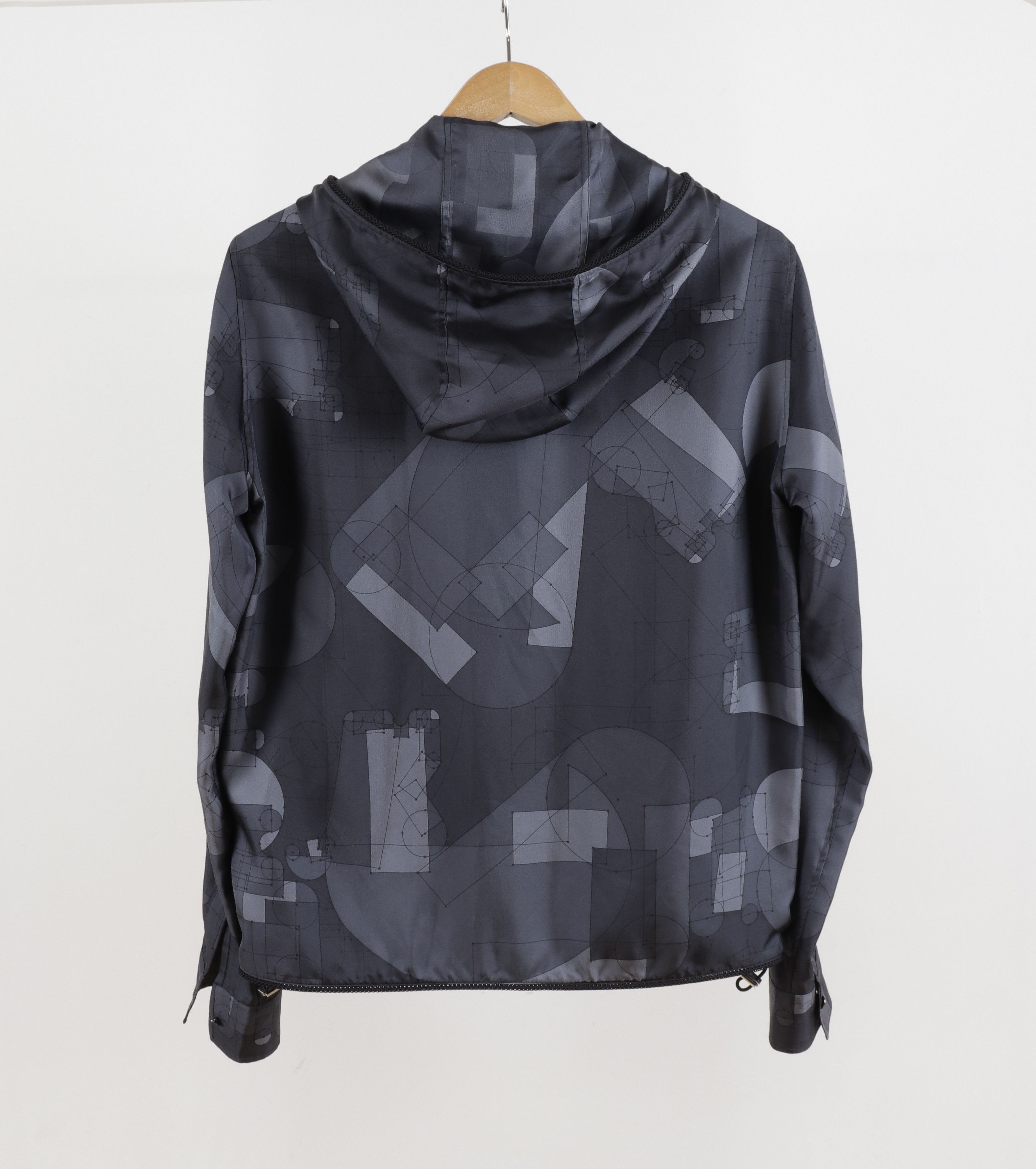 Hermes Hermes Silk Grey Geometric Print Hooded Light Jacket Size US M / EU 48-50 / 2 - 9 Thumbnail