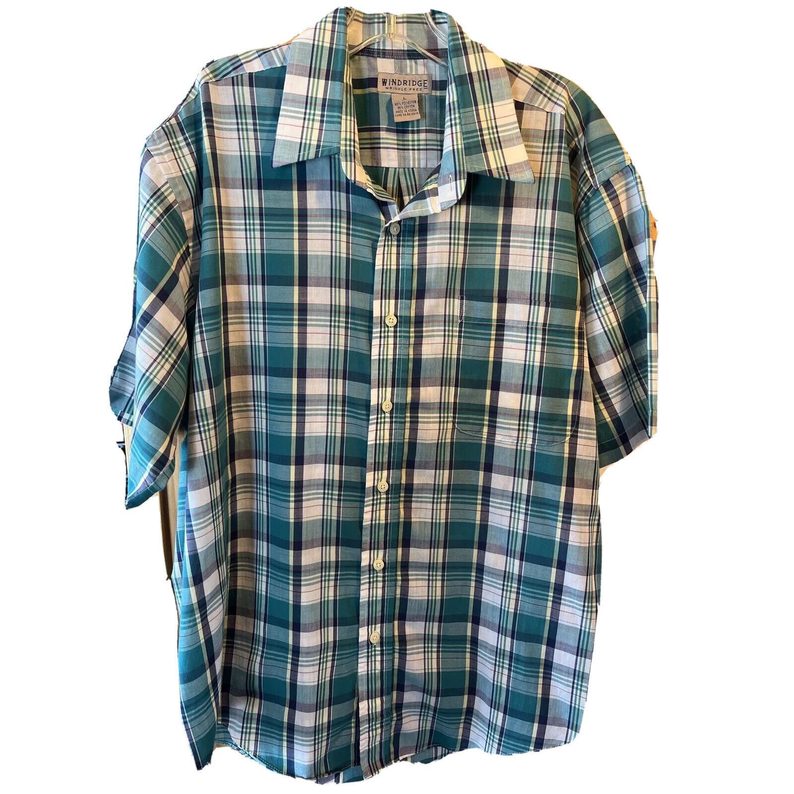Other Windridge mens L Green plaid SS Button polyester blend shirt Size US L / EU 52-54 / 3 - 1 Thumbnail