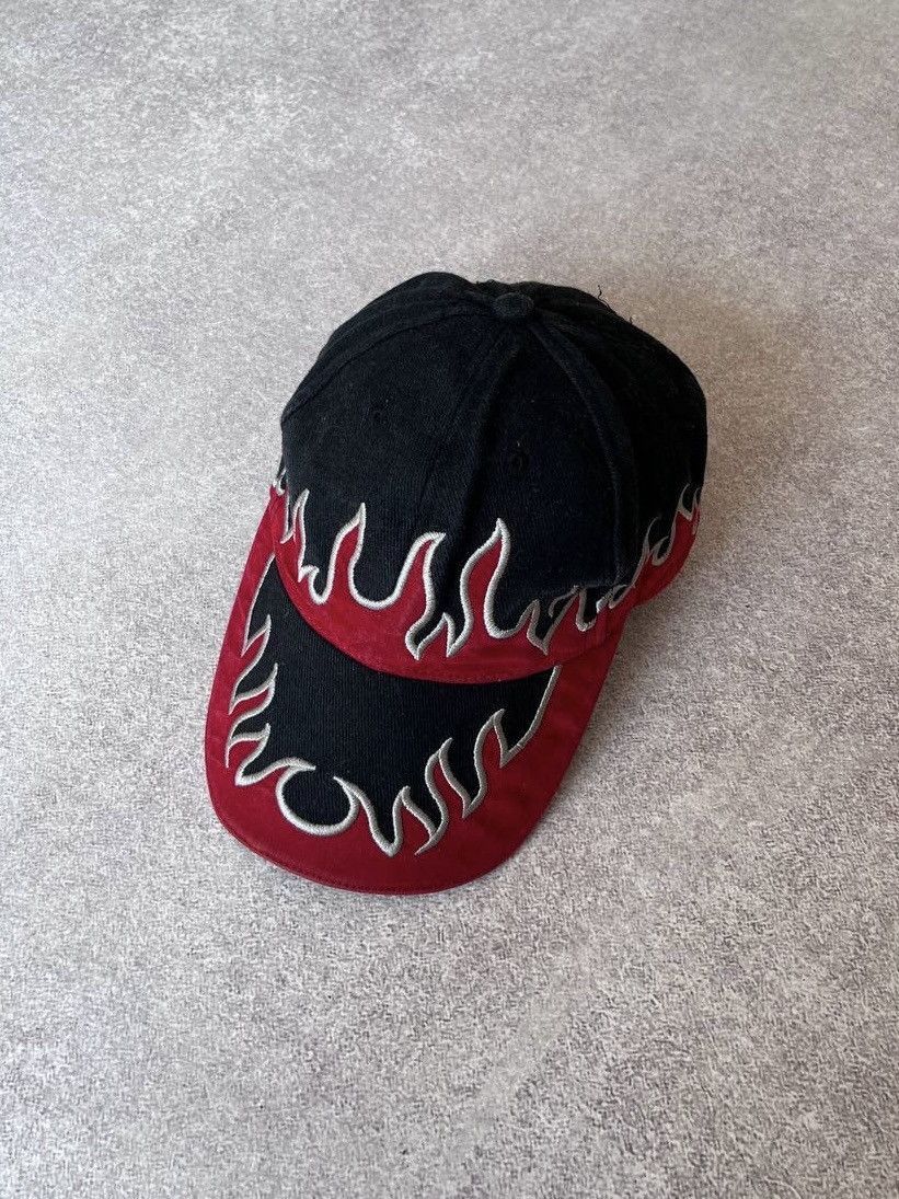 Pre-owned Avant Garde Avantgarde Flames Embroidery Oakley Style Cap In Black