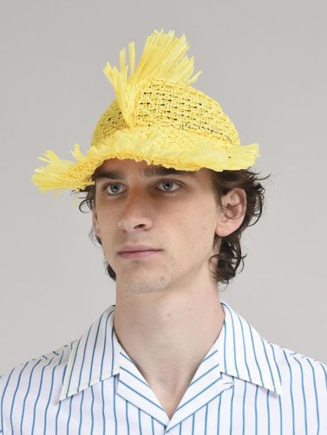 Marni o1w1db11125 Size: OS/Fringe Edges Baseball Cap in Yellow Size ONE SIZE - 3 Thumbnail
