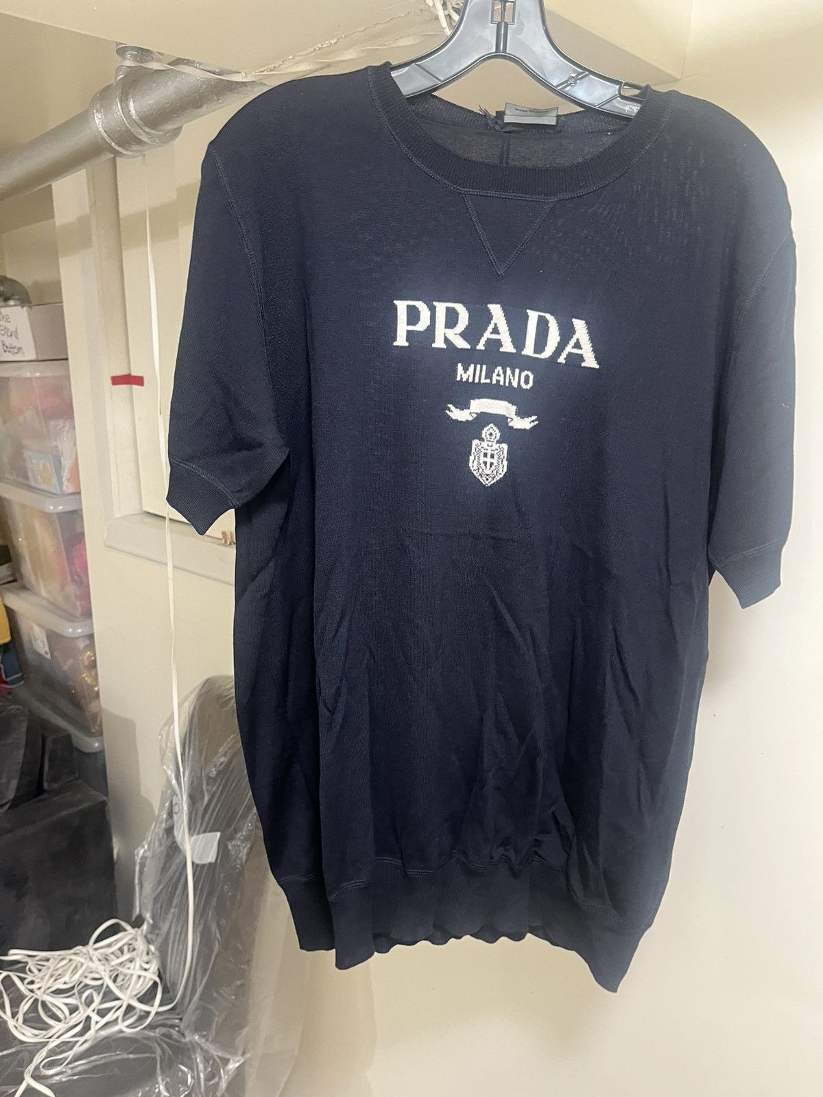 Prada Prada Logo Short Sleeve Cashmere Wool Sweater Sz 52 Size US L / EU 52-54 / 3 - 1 Thumbnail