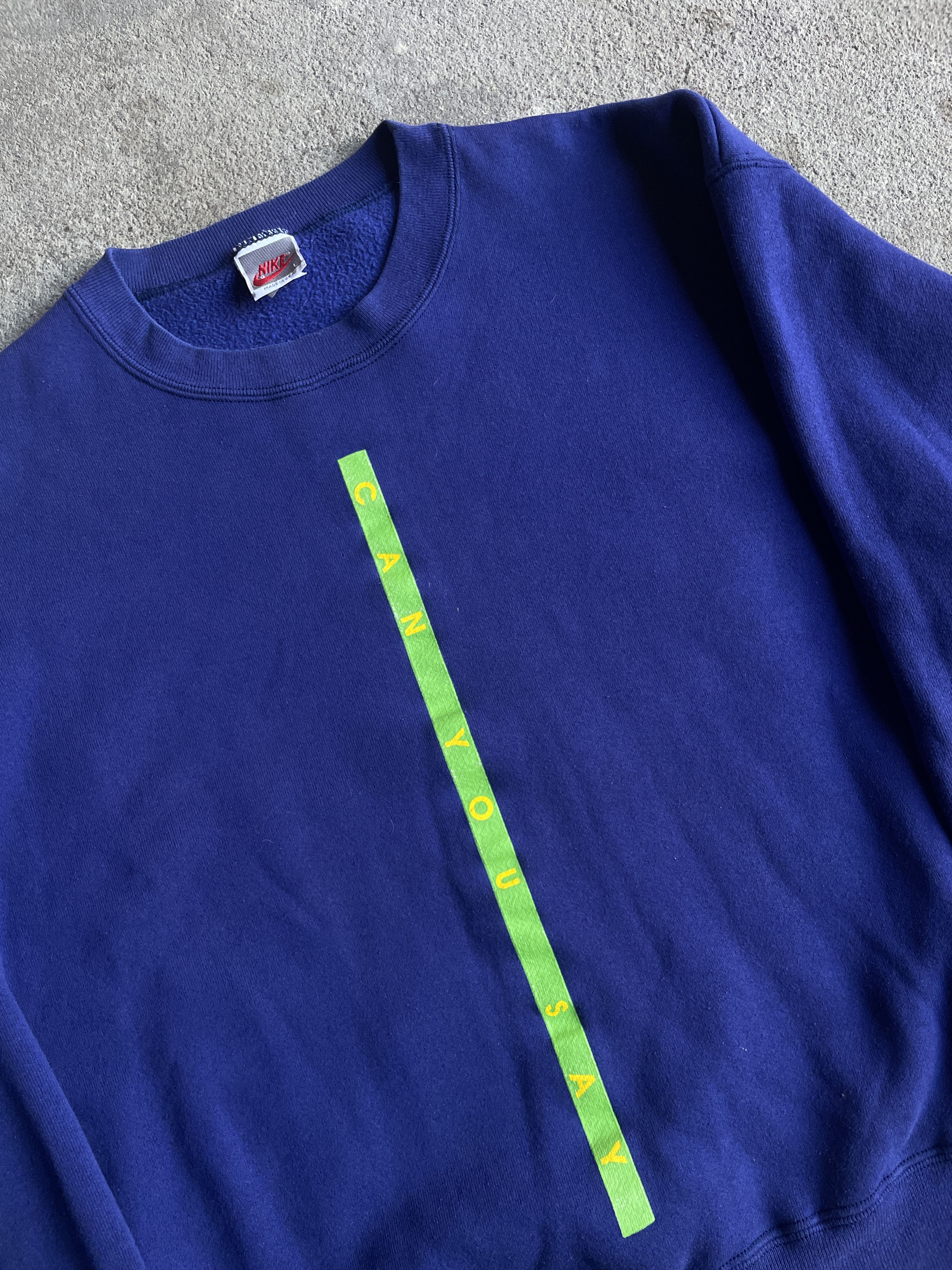 Nike × Vintage 80s Vintage Nike Sweatshirt crewneck Rare kick some butt Size US M / EU 48-50 / 2 - 6 Thumbnail