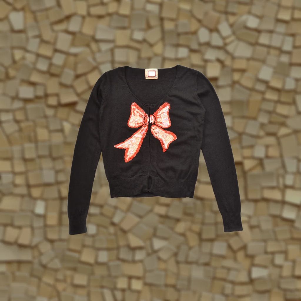 Vintage VINTAGE Avoca Anthology Cardigan Sweater Sequin Bow Black Size 3 Women Size XS / US 0-2 / IT 36-38 - 1 Thumbnail