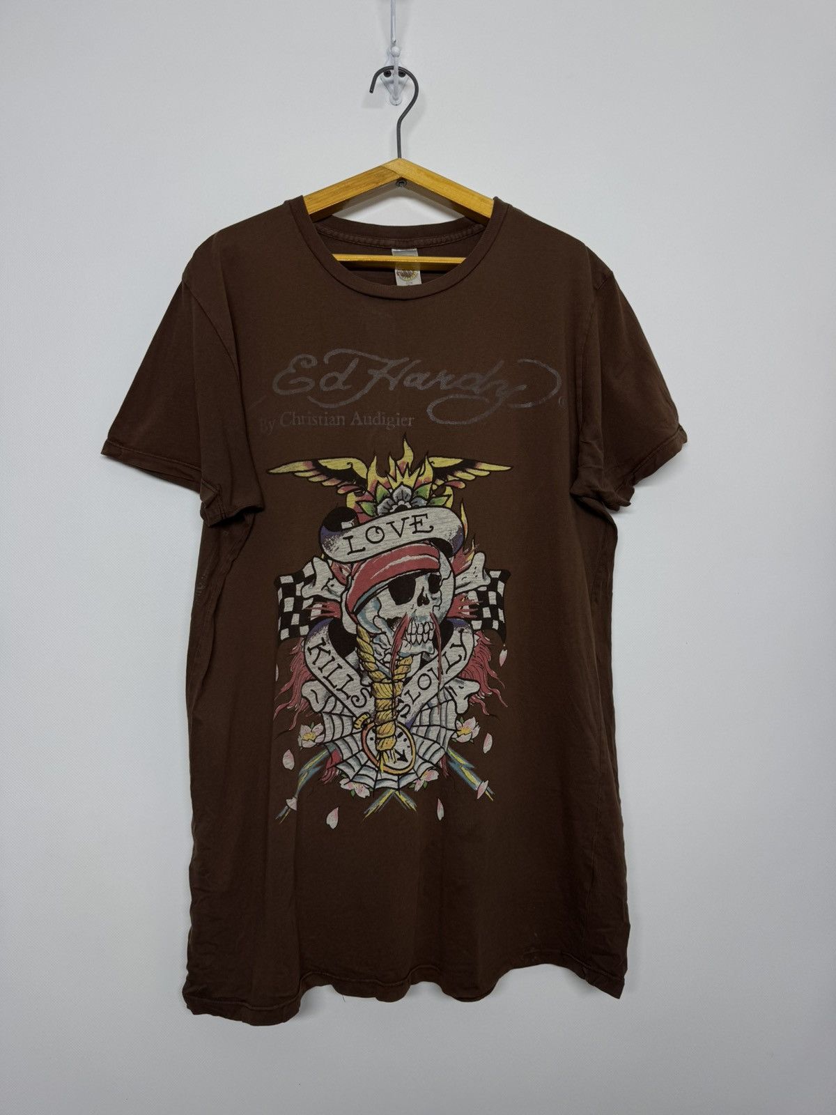 Ed Hardy Ed Hardy Christian Audigier Skull Tatto Brown T-shirt Size US L / EU 52-54 / 3 - 1 Thumbnail
