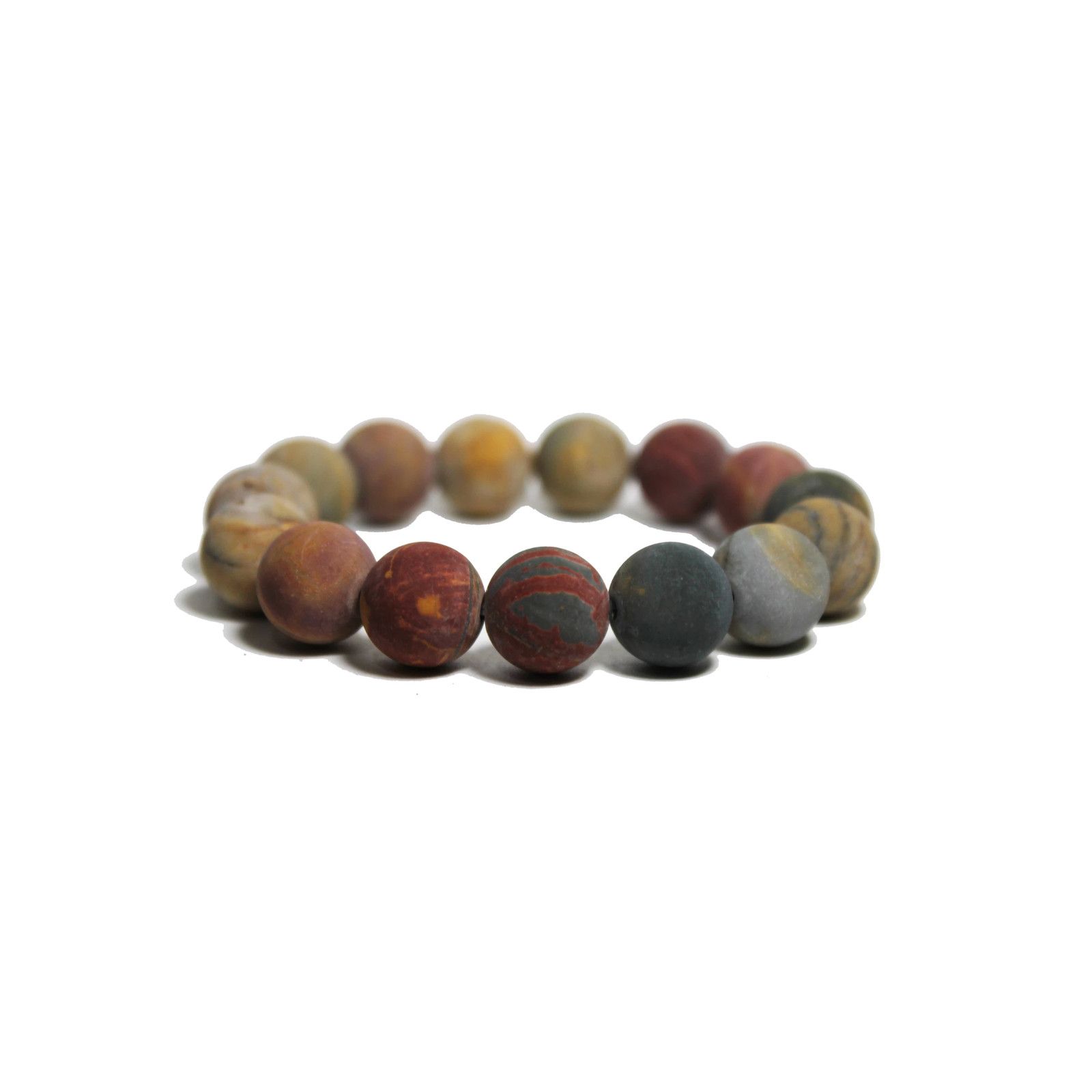 Jewelry 🔴 Bracelet - Matte Picasso Jasper 12mm. Size ONE SIZE - 1 Preview