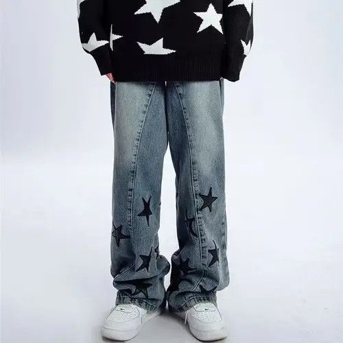 Japanese Brand × Jean High street washed embroidered star patch jeans Size US 32 / EU 48 - 4 Thumbnail