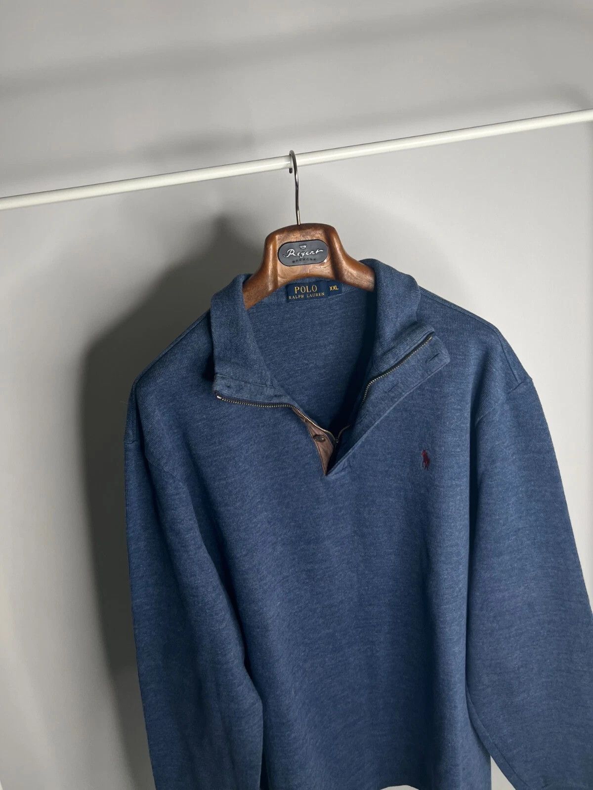 Polo Ralph Lauren Polo Ralph Lauren 1/4 Zip Blue Sweater Men's Pony Red XXL Size US XXL / EU 58 / 5 - 6 Thumbnail