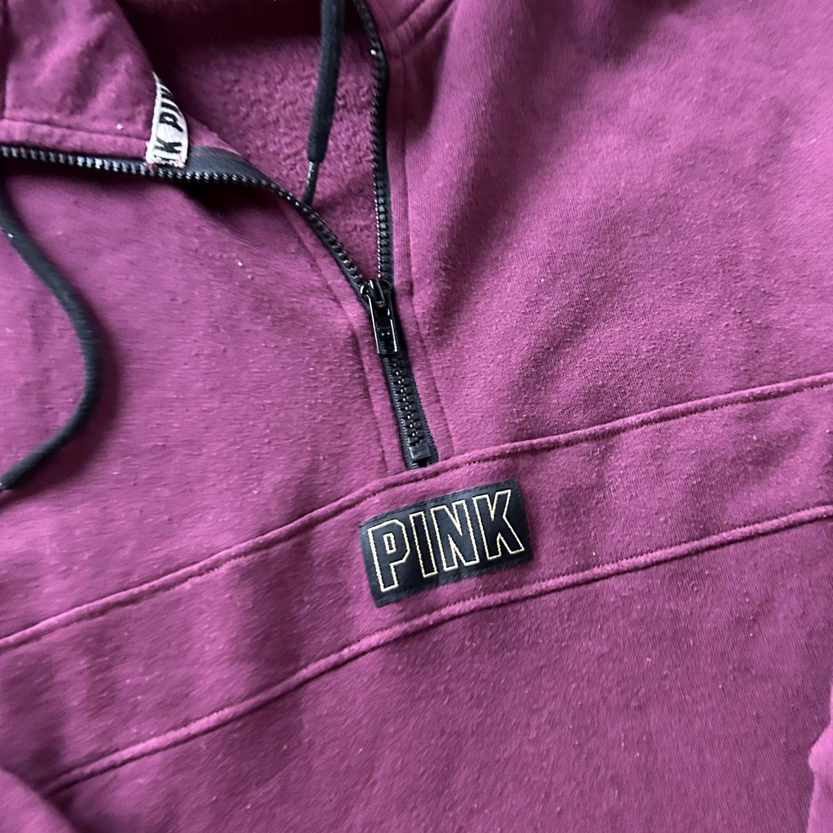 Pinko PINK Shirt Womens XS Purple Victoria Secret Sweatshirt Plum Fleece Zip Kangaroo Pocket Size XS / US 0-2 / IT 36-38 - 2 Thumbnail