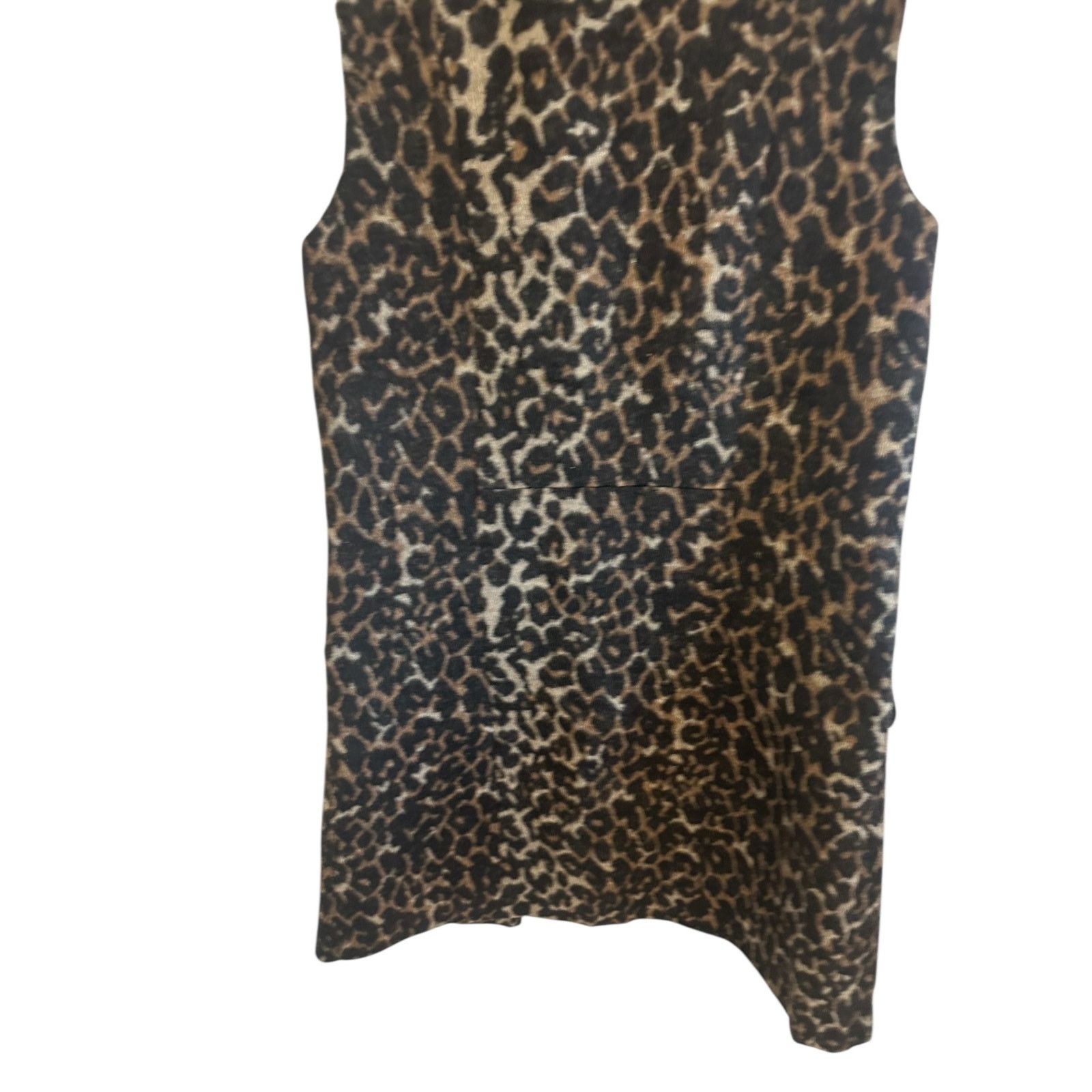 Other Dolce Cabo Brown Leopard Long Line Fleece Sleeveless Vest Size XS / US 0-2 / IT 36-38 - 9 Thumbnail