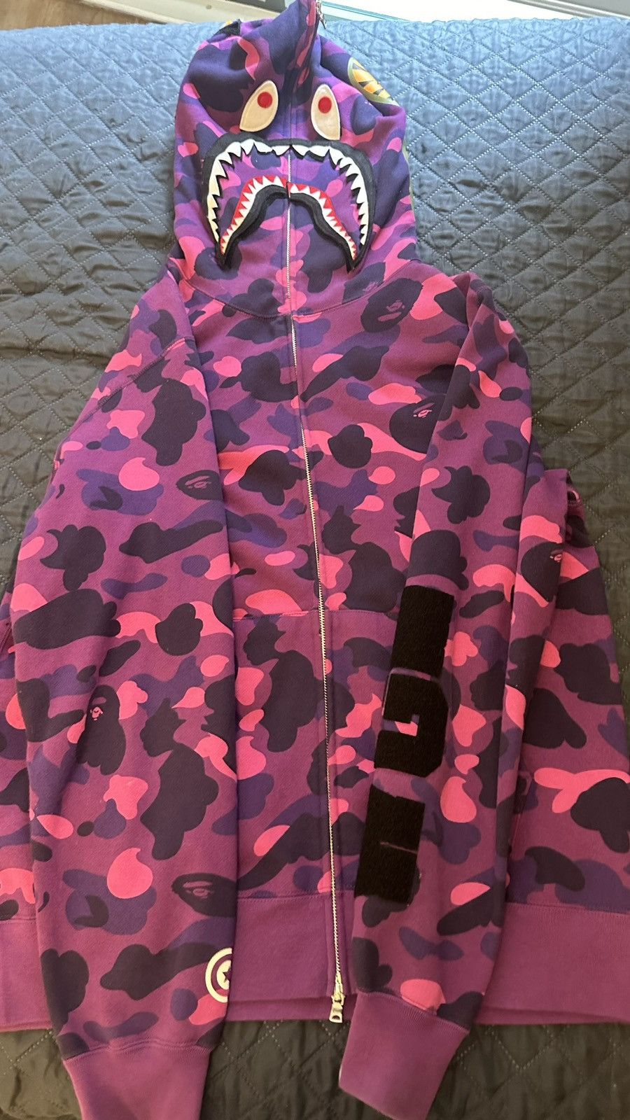 image of Bape Hoodie Velcro in Purple, Men's (Size 2XL)