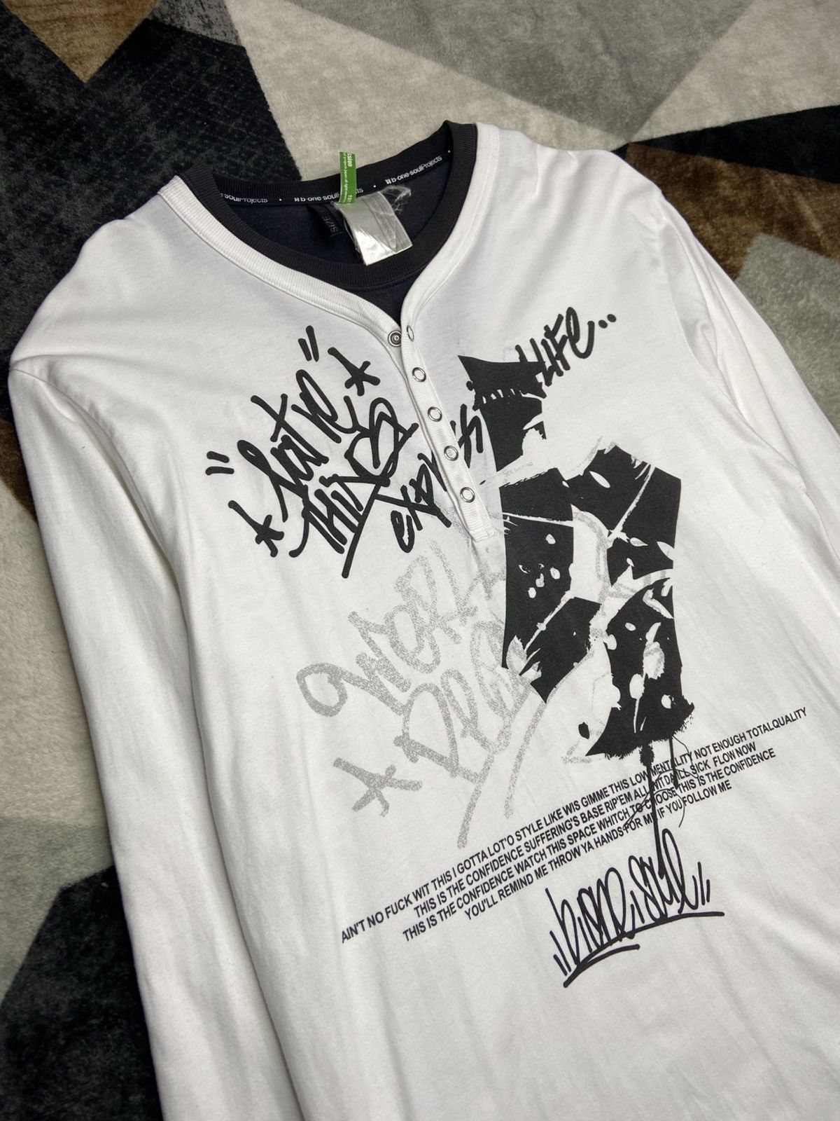 Japanese Brand Vintage B One Soul Grafitti Double Layer Punk Longsleeve Size US M / EU 48-50 / 2 - 3 Thumbnail
