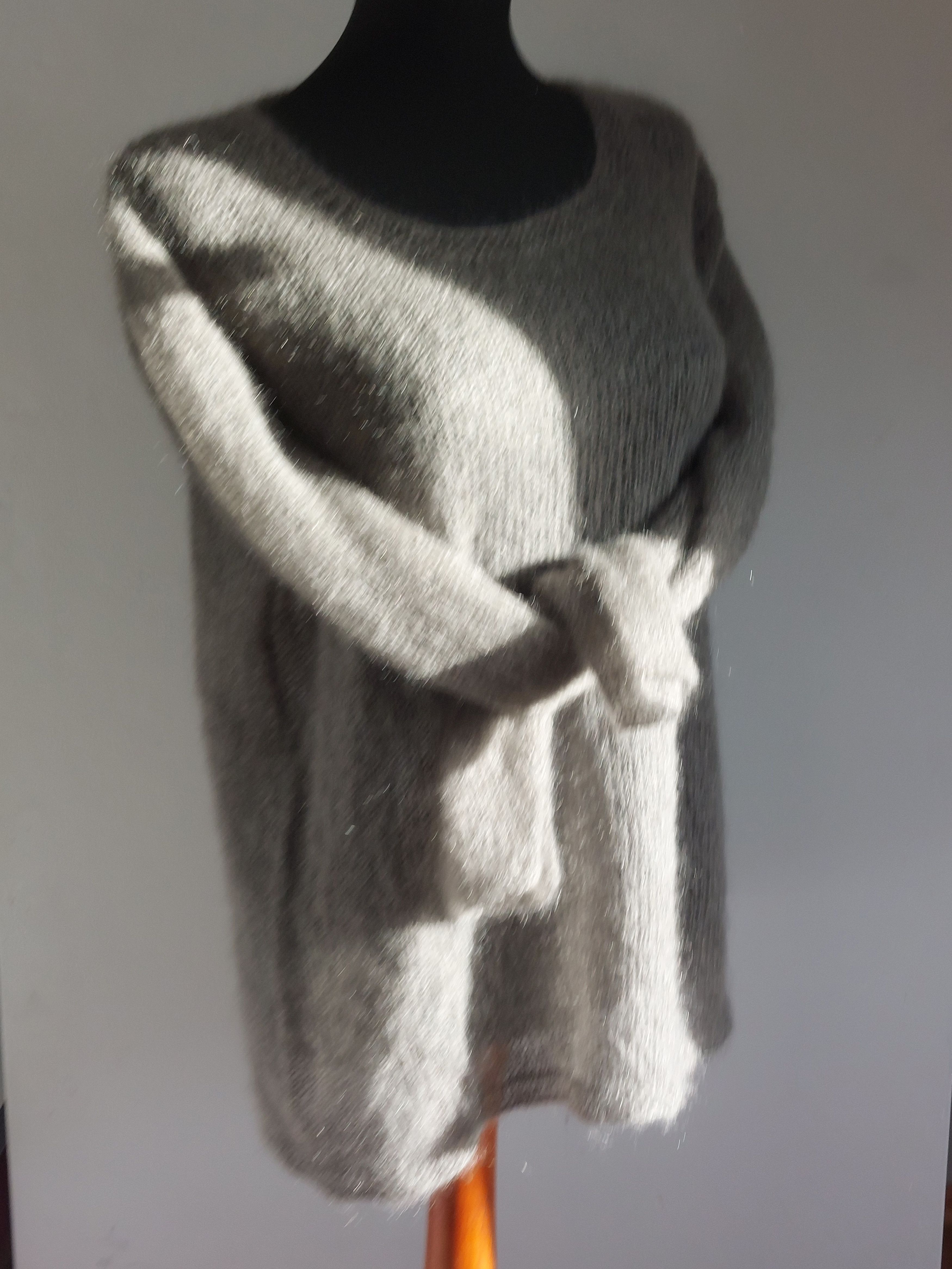 Handmade HANDMADE Kid Mohair Grey Sweater Size L / US 10 / IT 46 - 3 Thumbnail