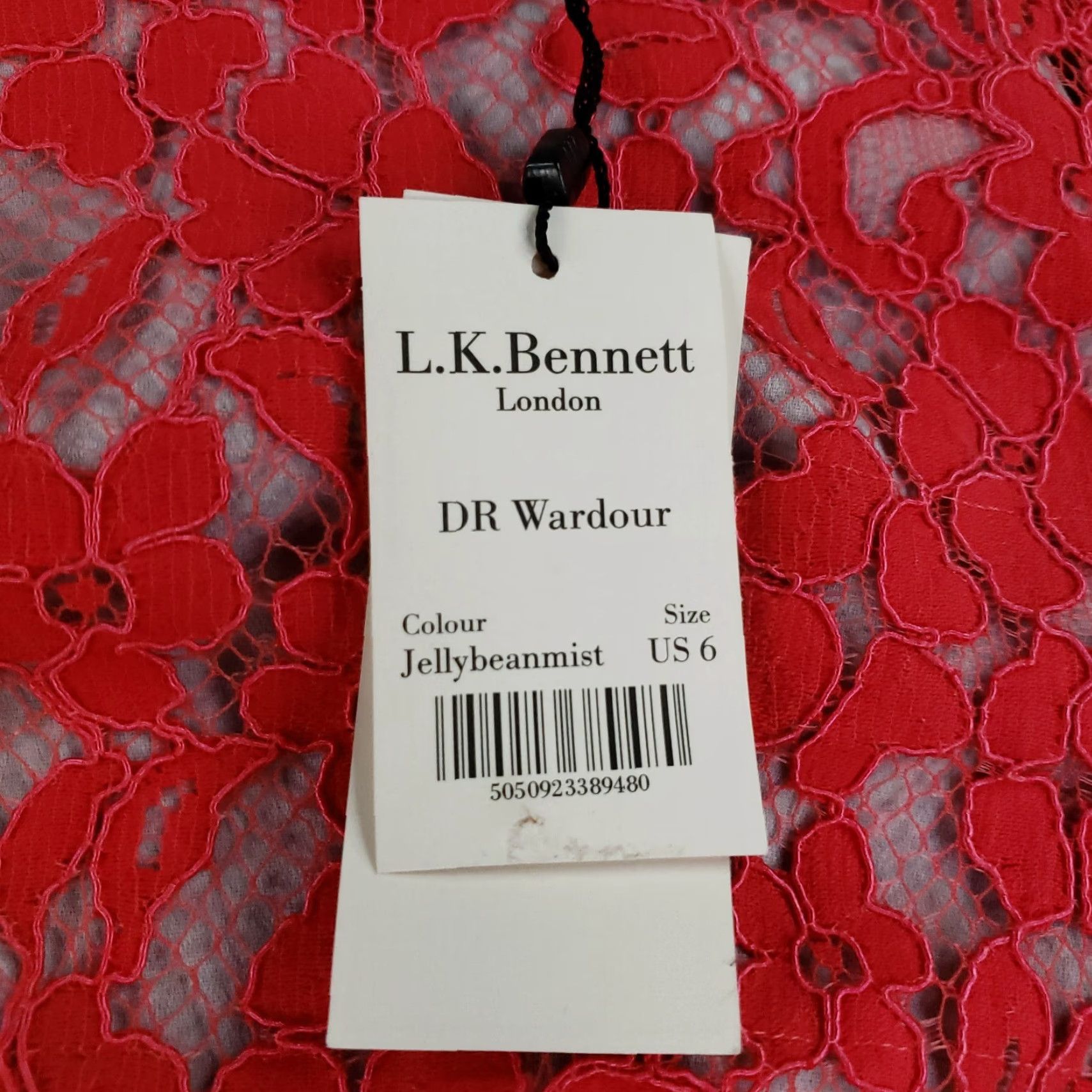 Vintage L.k Bennett Dr Wardour Dress Womens Size 6 Pink Lace Lined Floral Short Sleeve Size 28" / US 6 / IT 42 - 7 Thumbnail