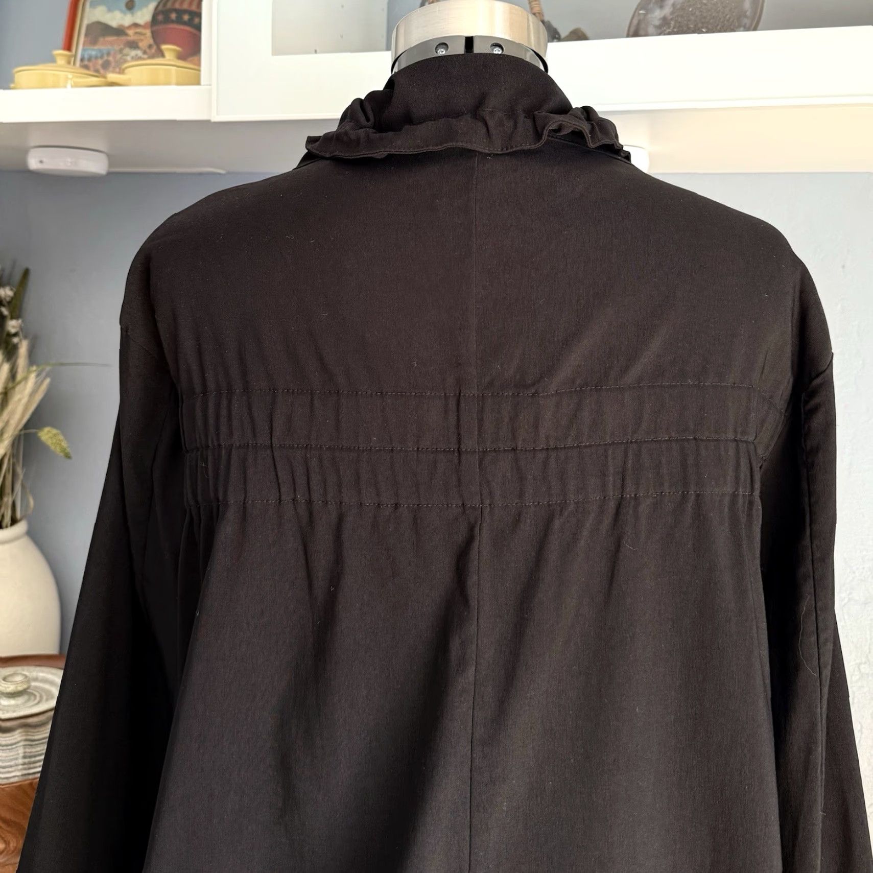 Vintage VINTAGE Noblu A-Line Black Jacket Artsy Lagenlook Jacket Women S Black Pockets Zip Front Tie Neck Collar Light Weight Size S / US 4 / IT 40 - 6 Thumbnail