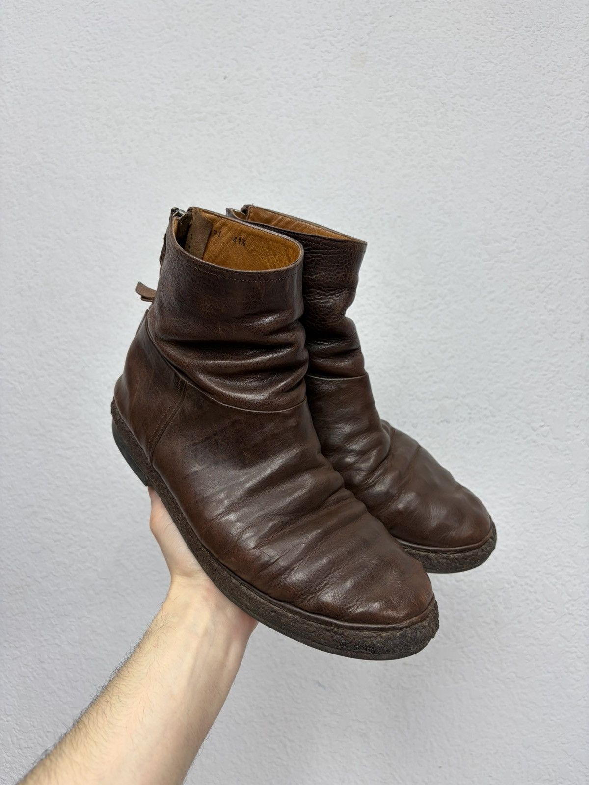 Hedi Slimane Vintage Y2K Guidi CCP Style Distressed Leather Biker Boots Size US 9 / EU 42 - 13 Thumbnail