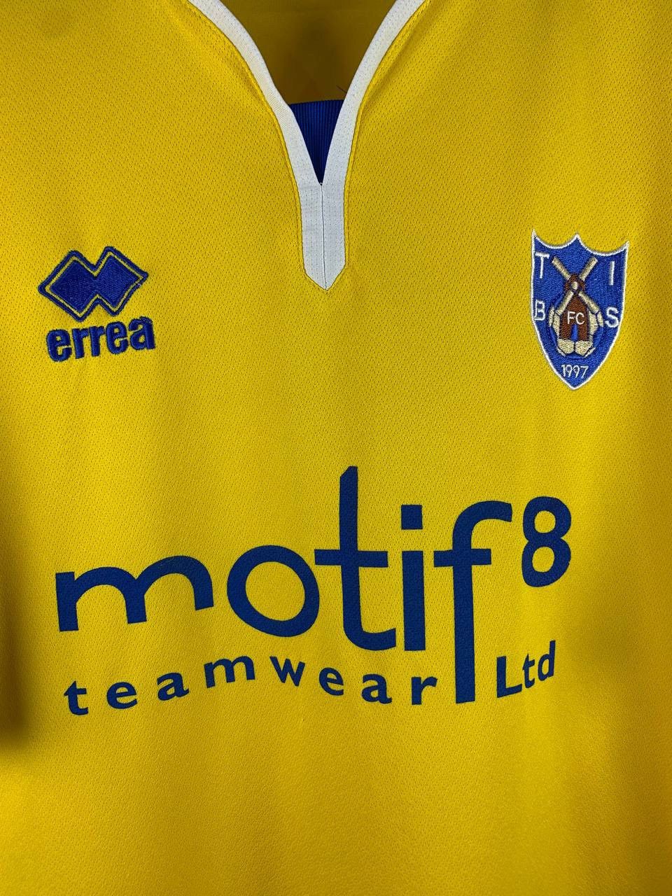 Vintage Errea FC Tibs 1997 Jersey Yellow Soccer Shirt Motif8 Sponsor Size US XL / EU 56 / 4 - 2 Thumbnail