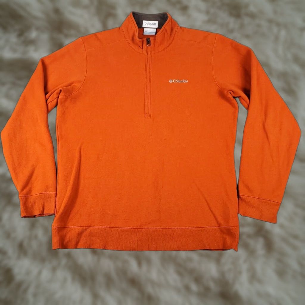 Vintage Columbia Sweater Mens Medium Orange 1/4 Zip Up Pullover Sweatshirt Size US M / EU 48-50 / 2 - 1 Thumbnail