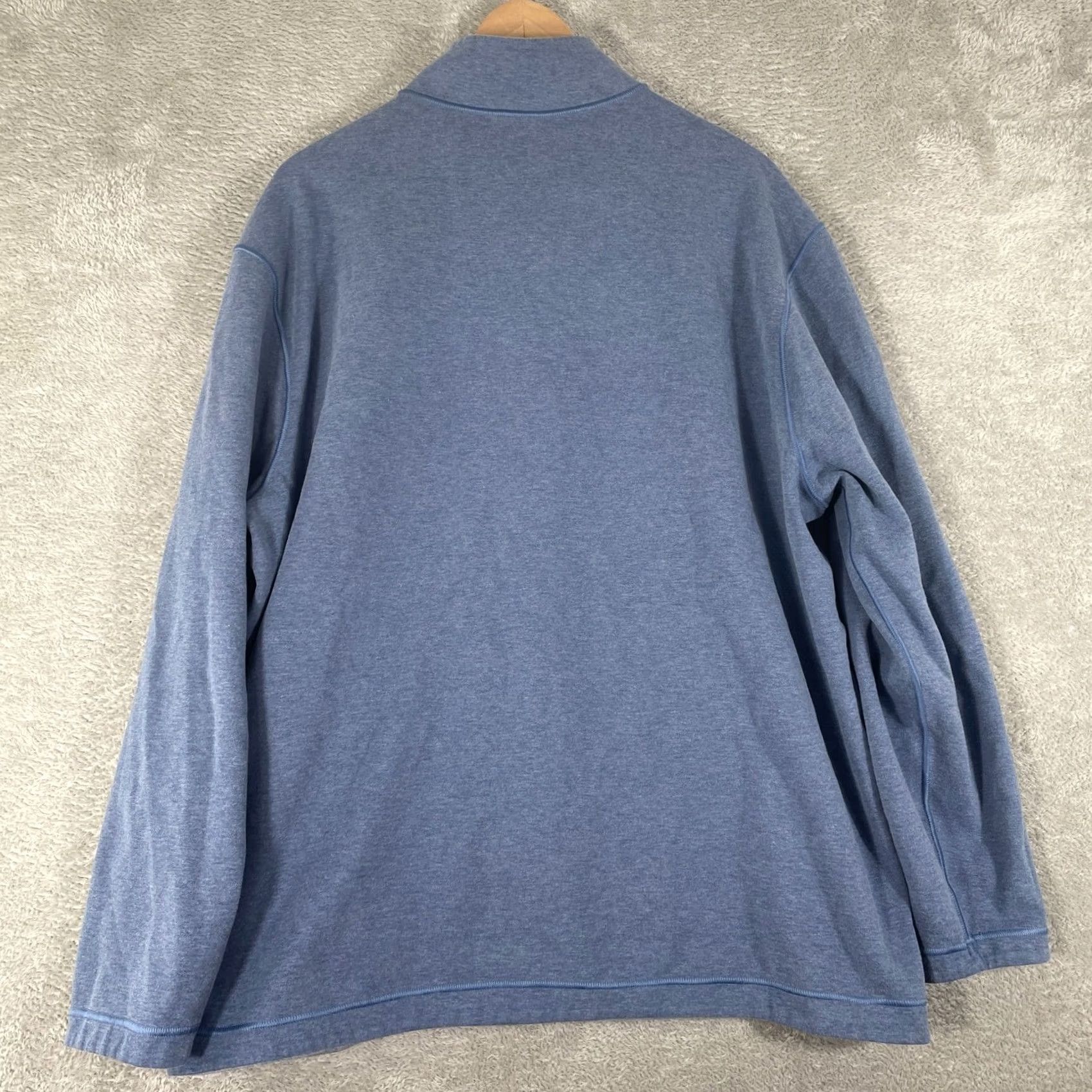 Johnston & Murphy Johnston & Murphy Pullover Mens 2XL Blue Reversible Quarter Zip Mock Neck Logo Size US XXL / EU 58 / 5 - 3 Thumbnail