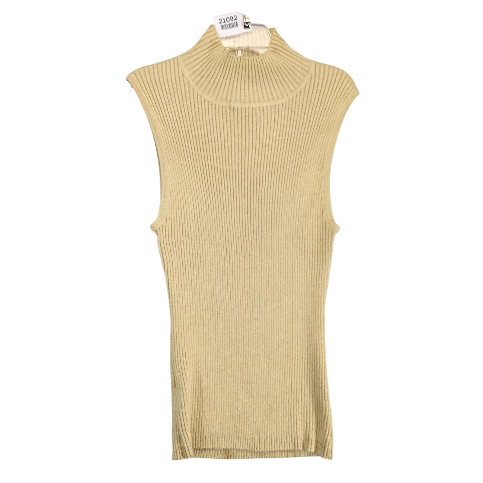 Vintage Victor Costa Gold Metallic Ribbed Knit Top Women's L Mock Nk Size L / US 10 / IT 46 - 1 Thumbnail
