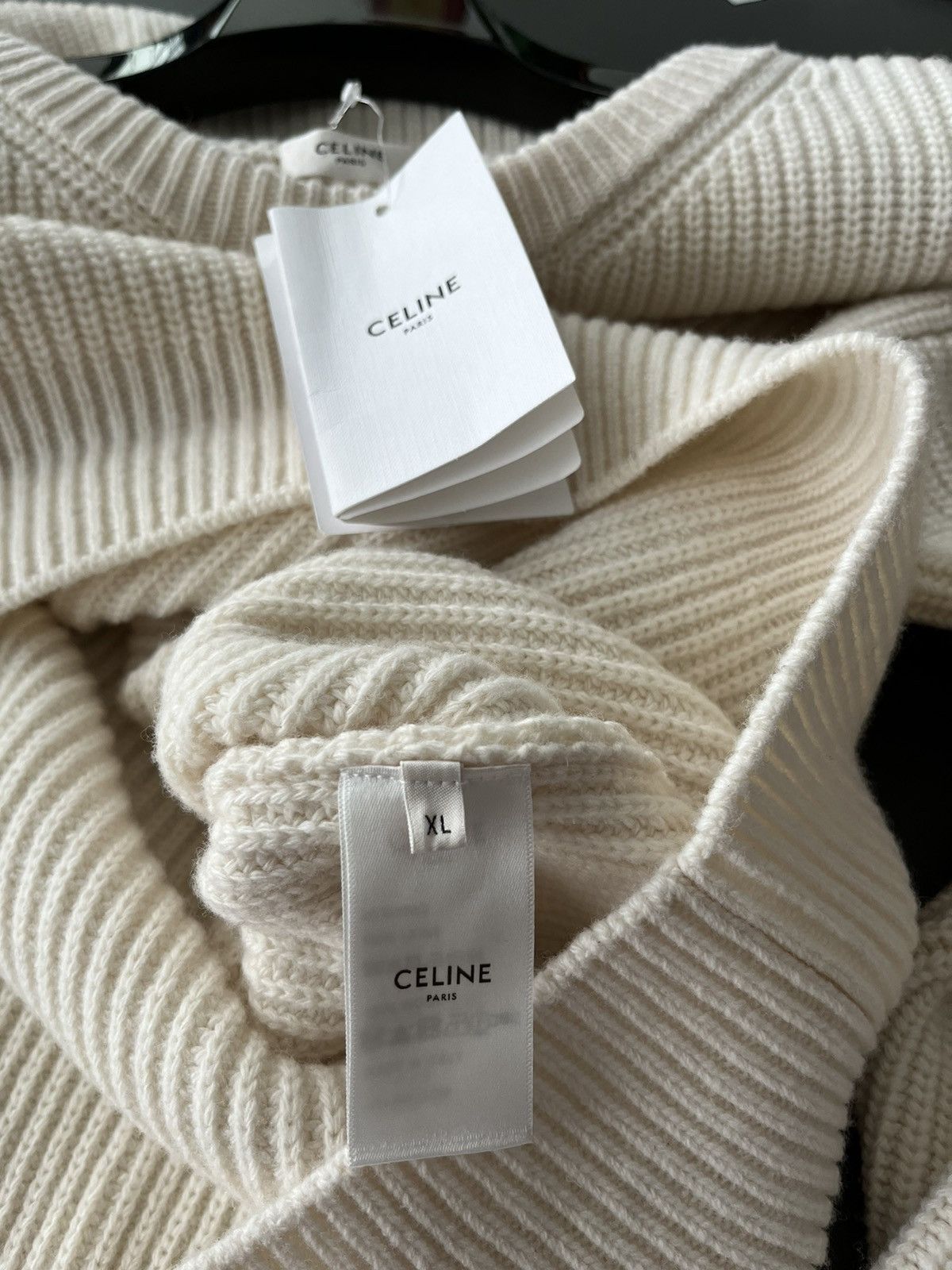 Celine × Hedi Slimane Celine by Hedi Slimane Runway Logo Wool Sweater Brand New Size US XXL / EU 58 / 5 - 7 Thumbnail