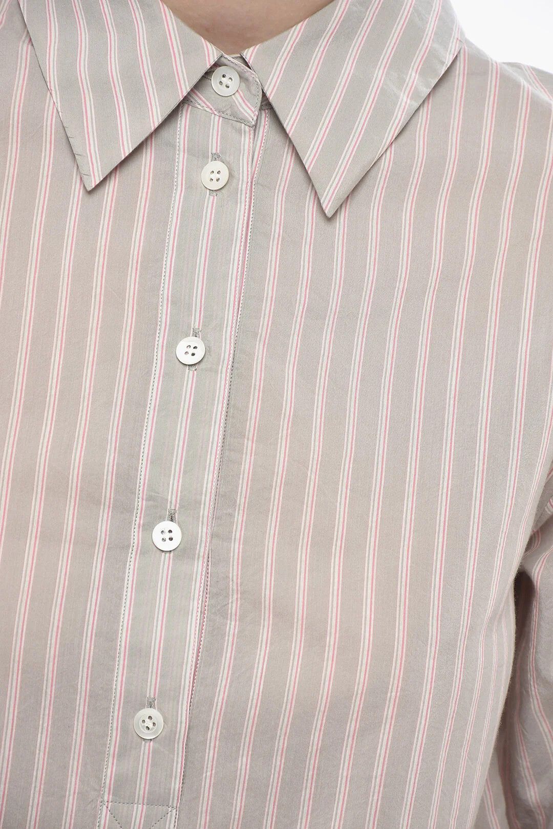 Dries Van Noten og1mm0426 Cotton-Blend Blouse in Grey Size XS / US 0-2 / IT 36-38 - 3 Thumbnail